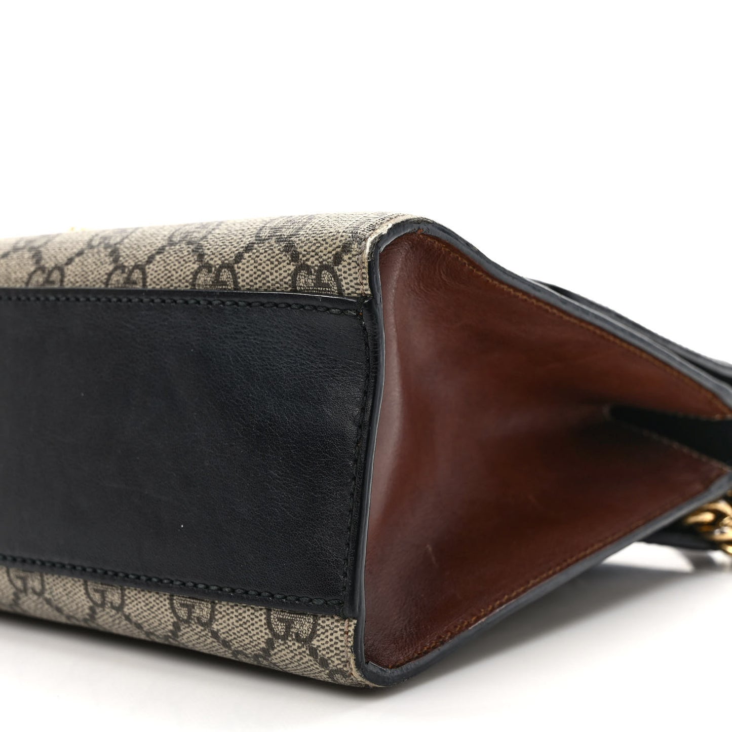 GG Supreme Monogram Calfskin Medium Padlock Shoulder Bag Beige Black Cuir
