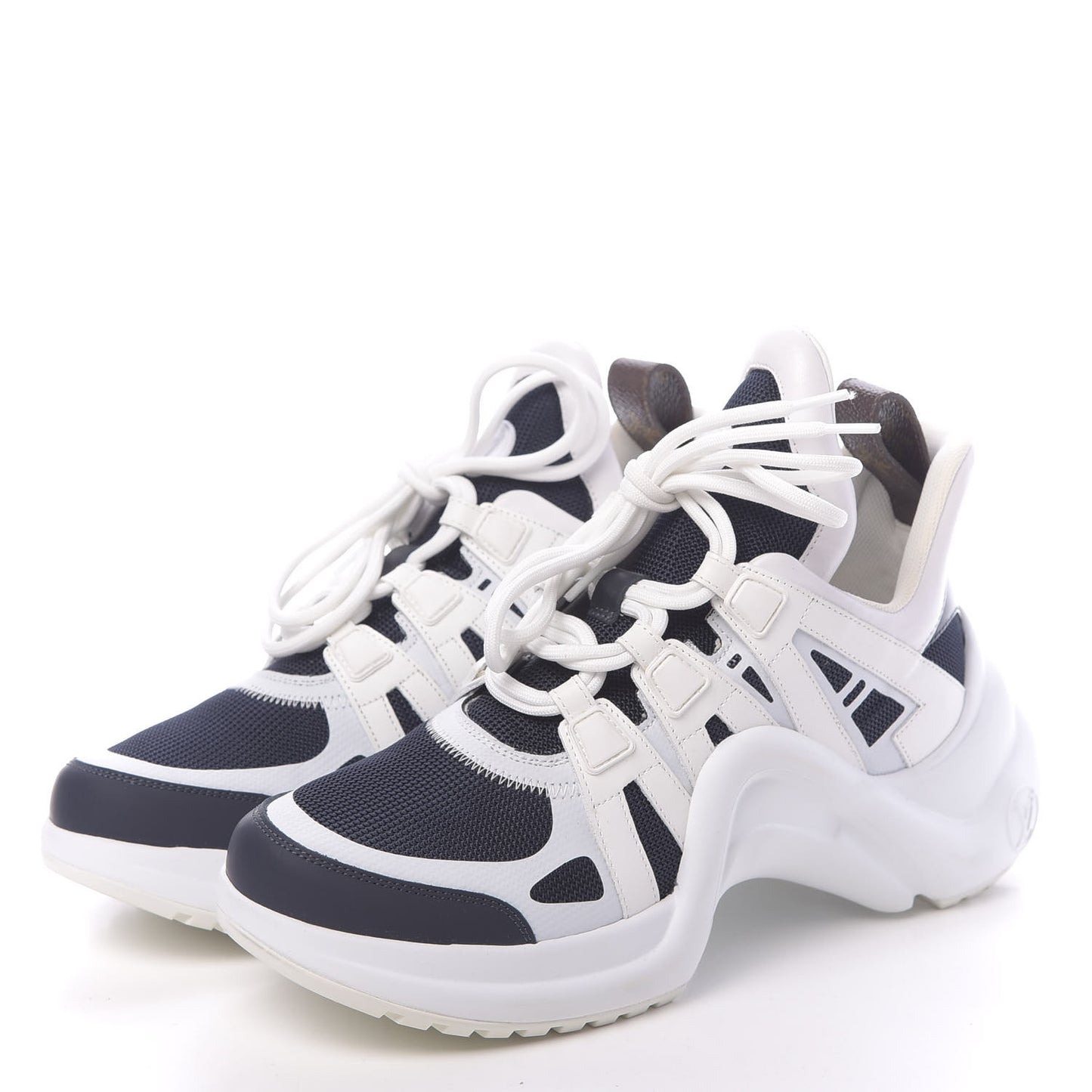 Calfskin Technical Nylon LV Archlight Sneakers 39 Marine