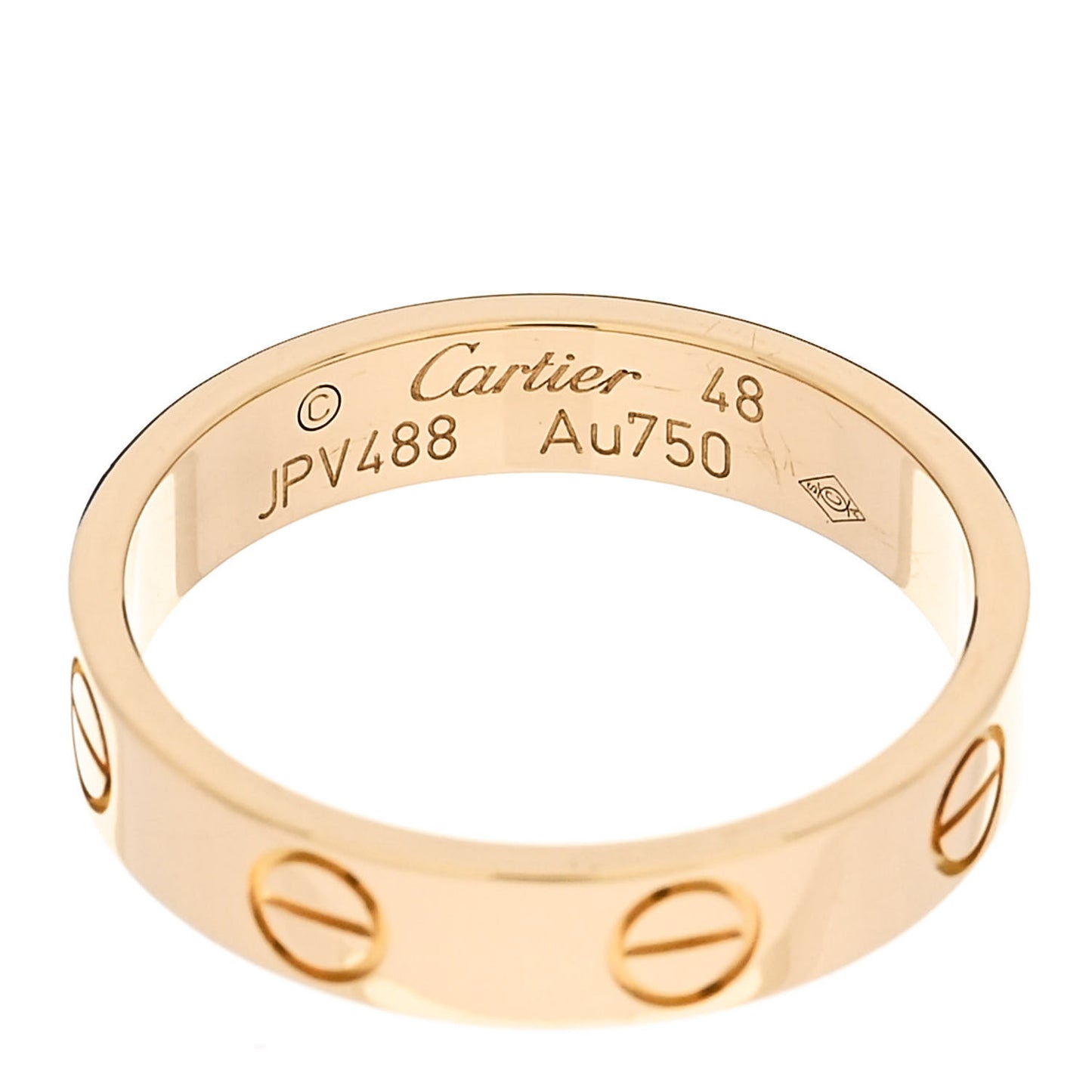 18K Yellow Gold 3.5mm LOVE Wedding Band Ring 48 4.5