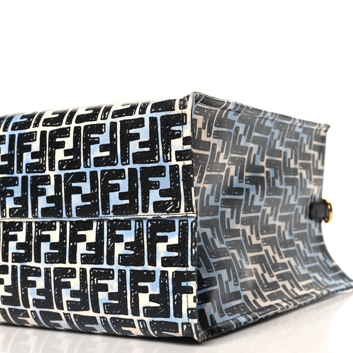 Fendi X JOSHUA VIDES Coated Canvas FF Cloudy Shopping Tote White Celeste Black 10 of 12