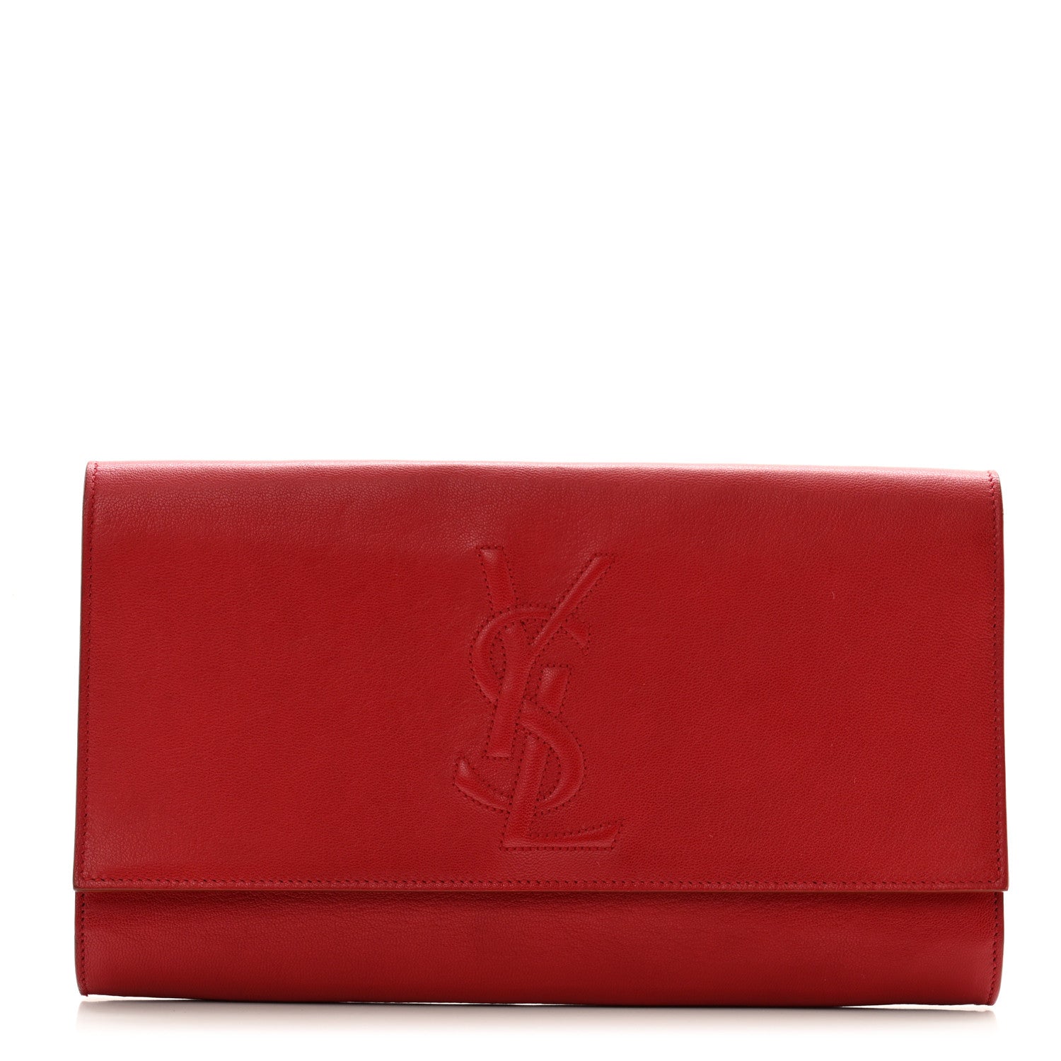 Saint Laurent Goatskin Monogram Large Belle De Jour Clutch Red 1 of 10