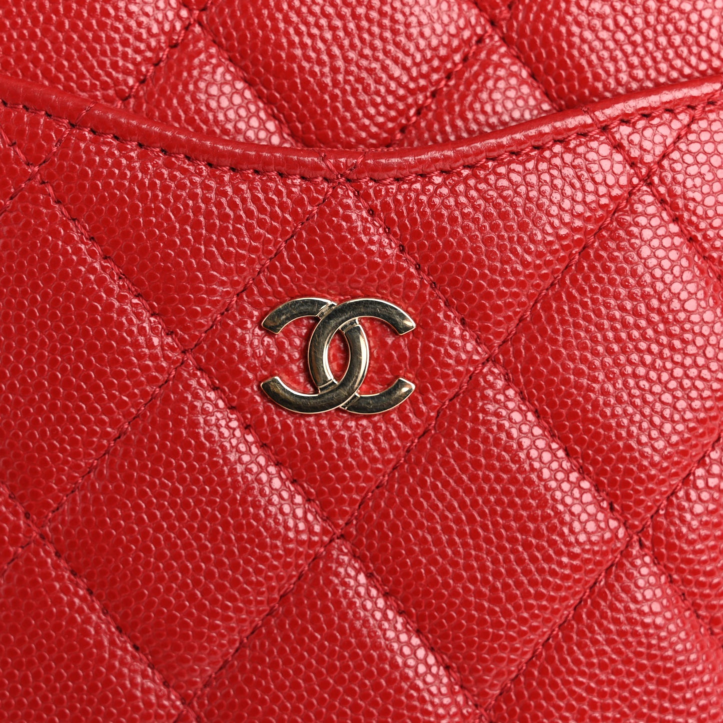 Caviar Quilted Classic Flat Wallet Pouch Red