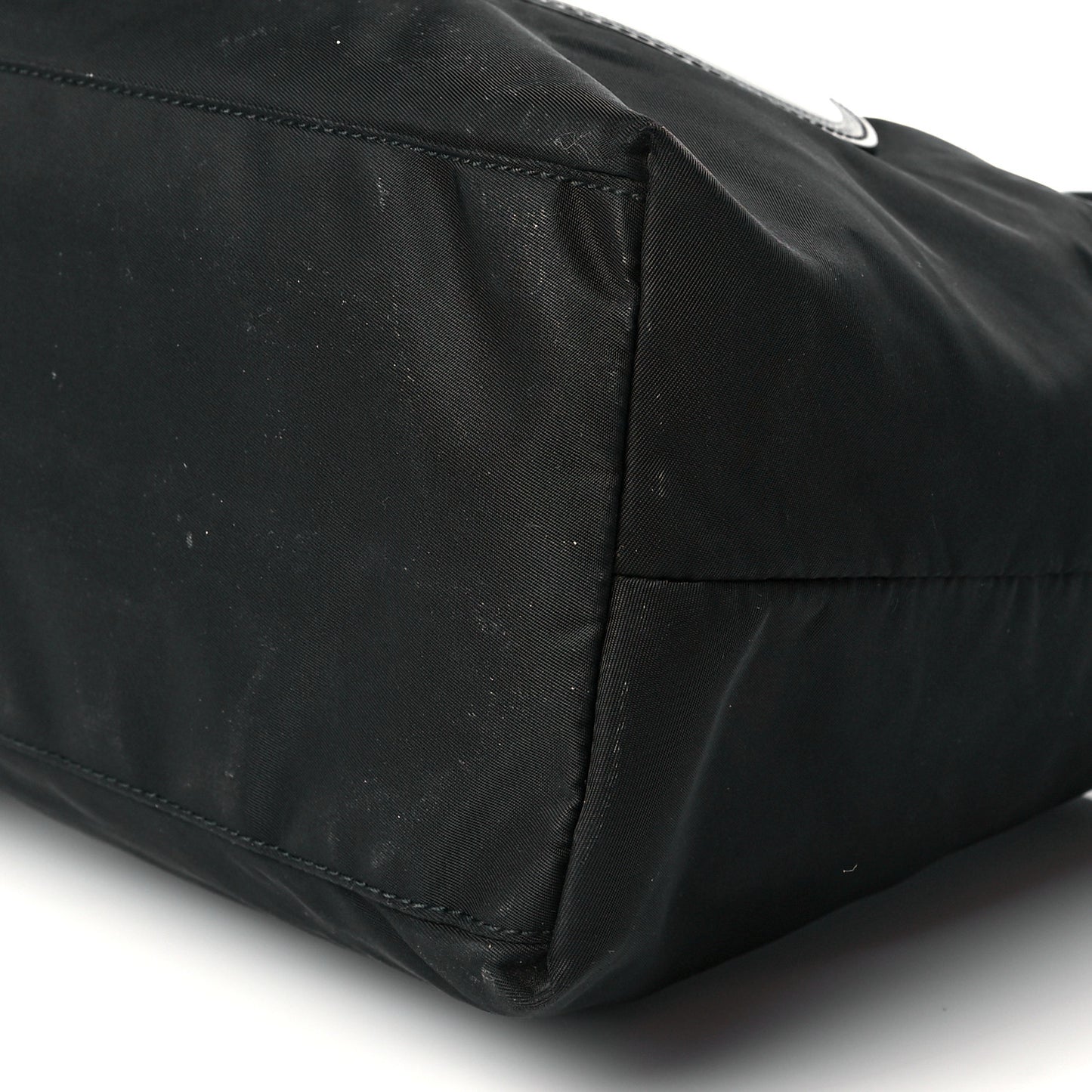 Tessuto Nylon Calfskin Logo Shoulder Bag Black