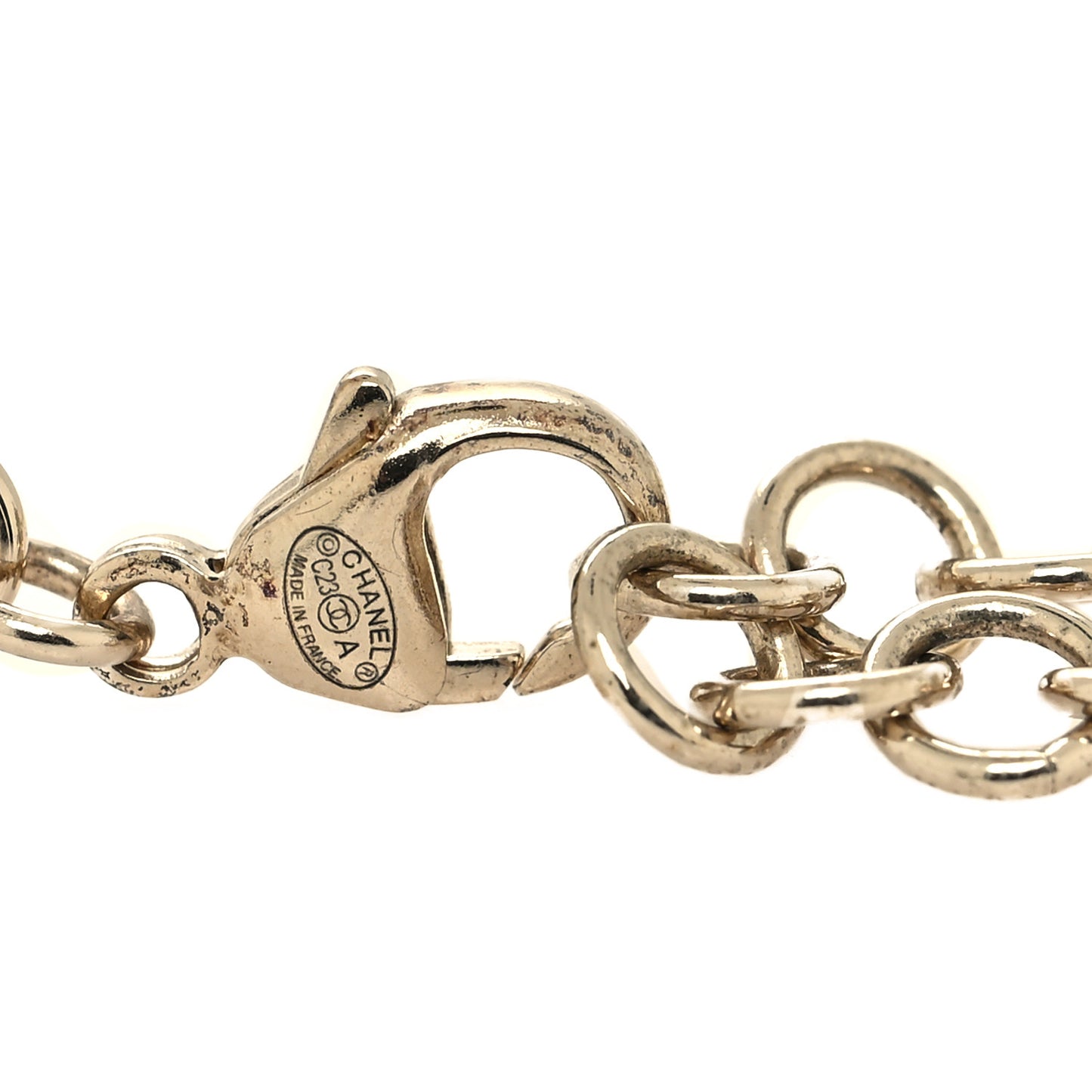 Pearl Crystal CC Bracelet Gold
