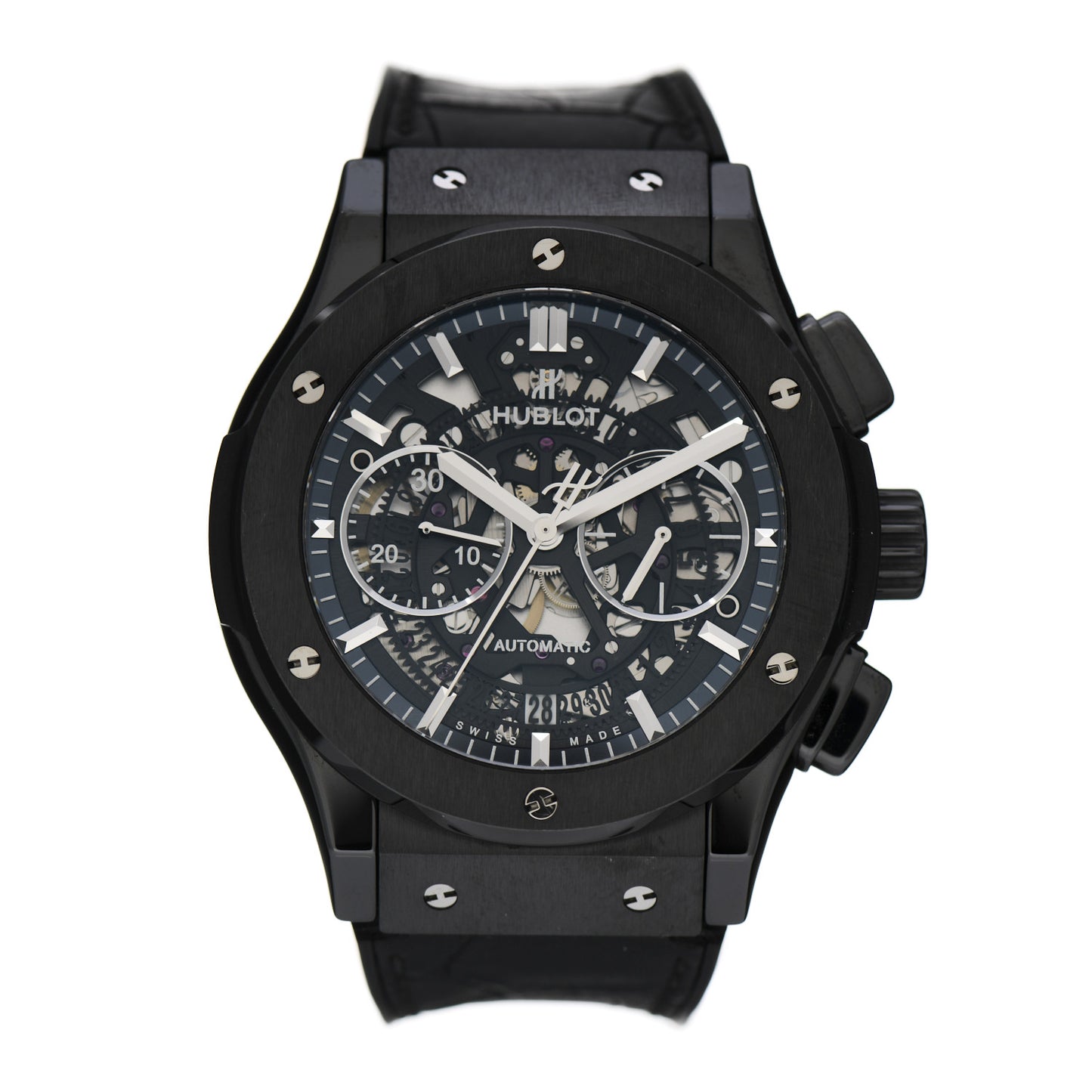 Titanium Ceramic Alligator 45mm Classic Fusion Aerofusion Chronograph Automatic Watch Black 525.CM.0170.RX