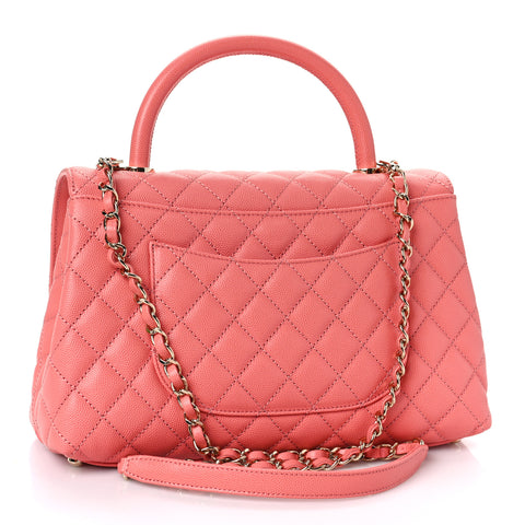 Caviar Quilted Small Coco Handle Flap Pink