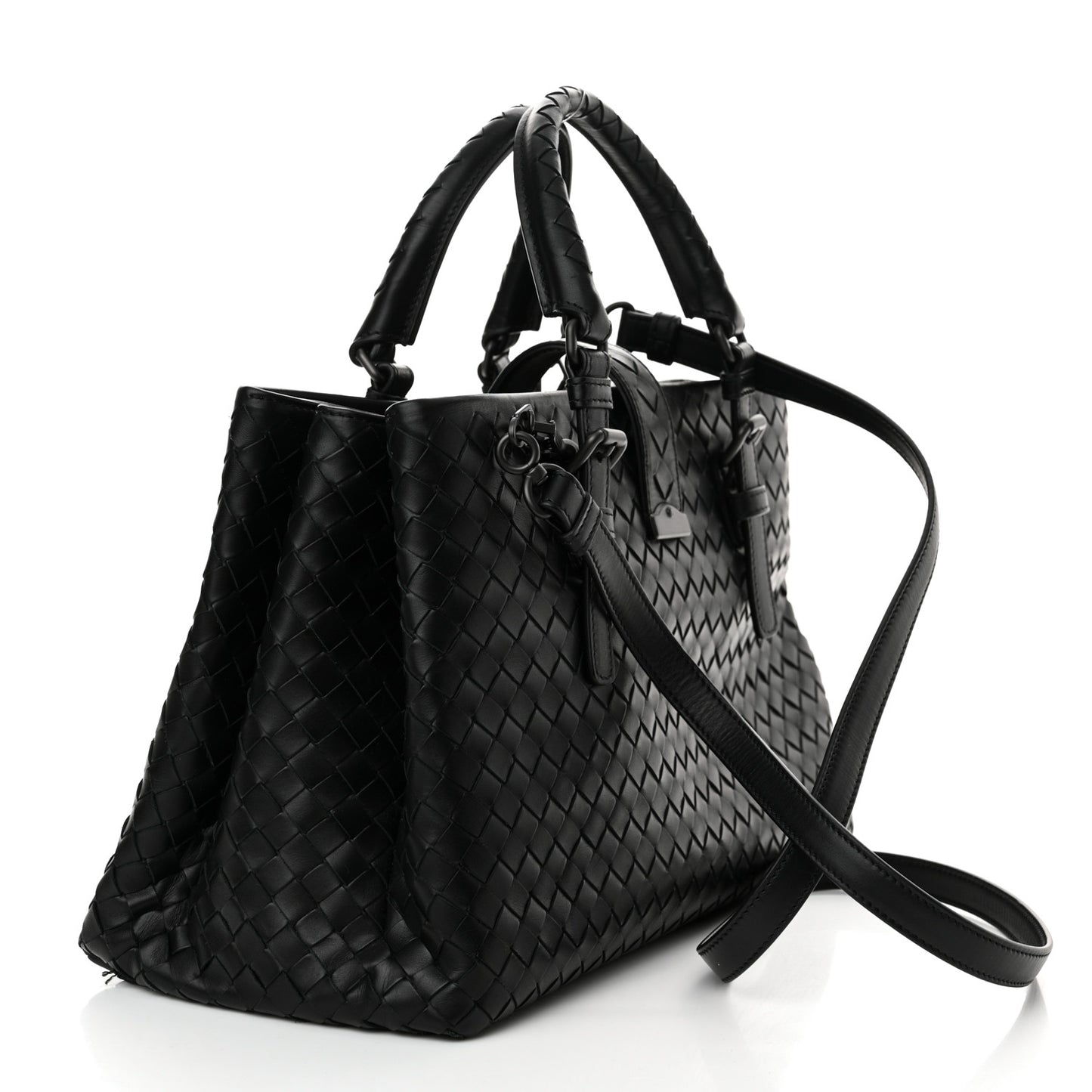 Light Calf Intrecciato Small Roma Black
