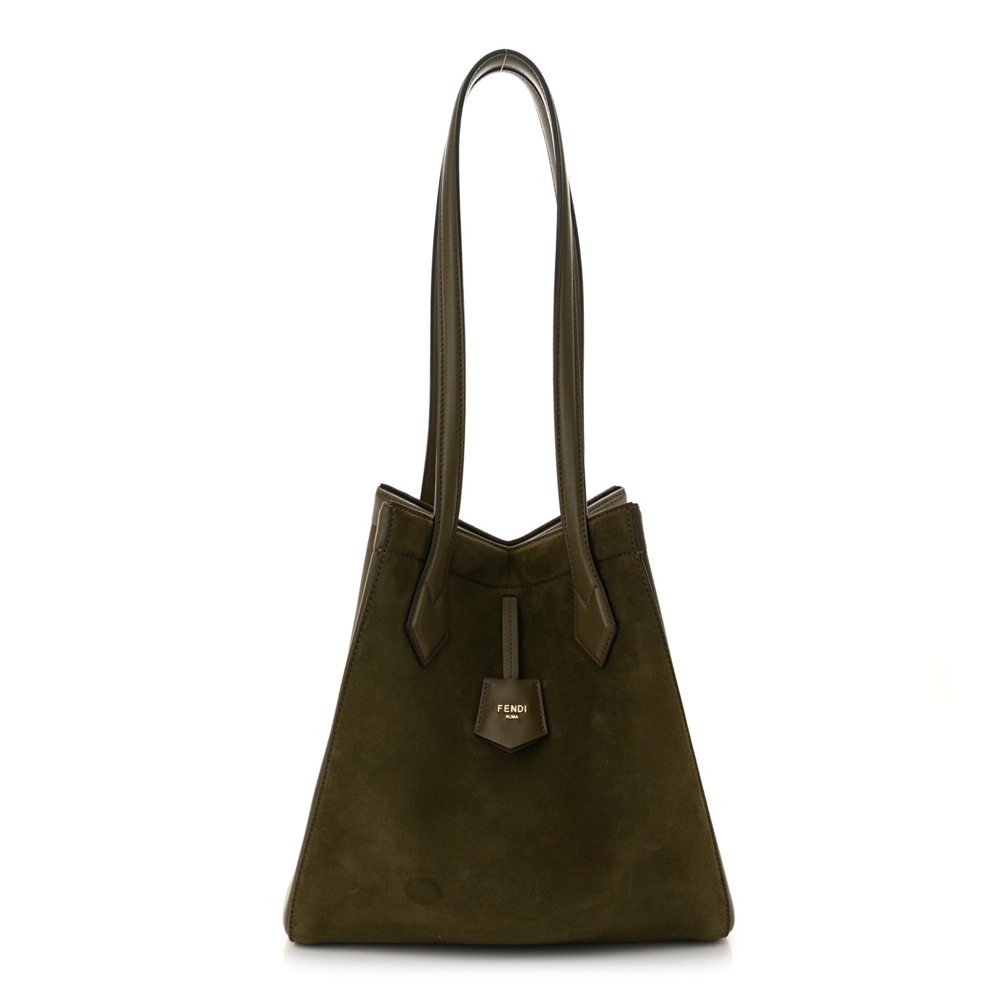 Vitello Vernice Camoscio Medium Fendi Origami Military Brown Avocado