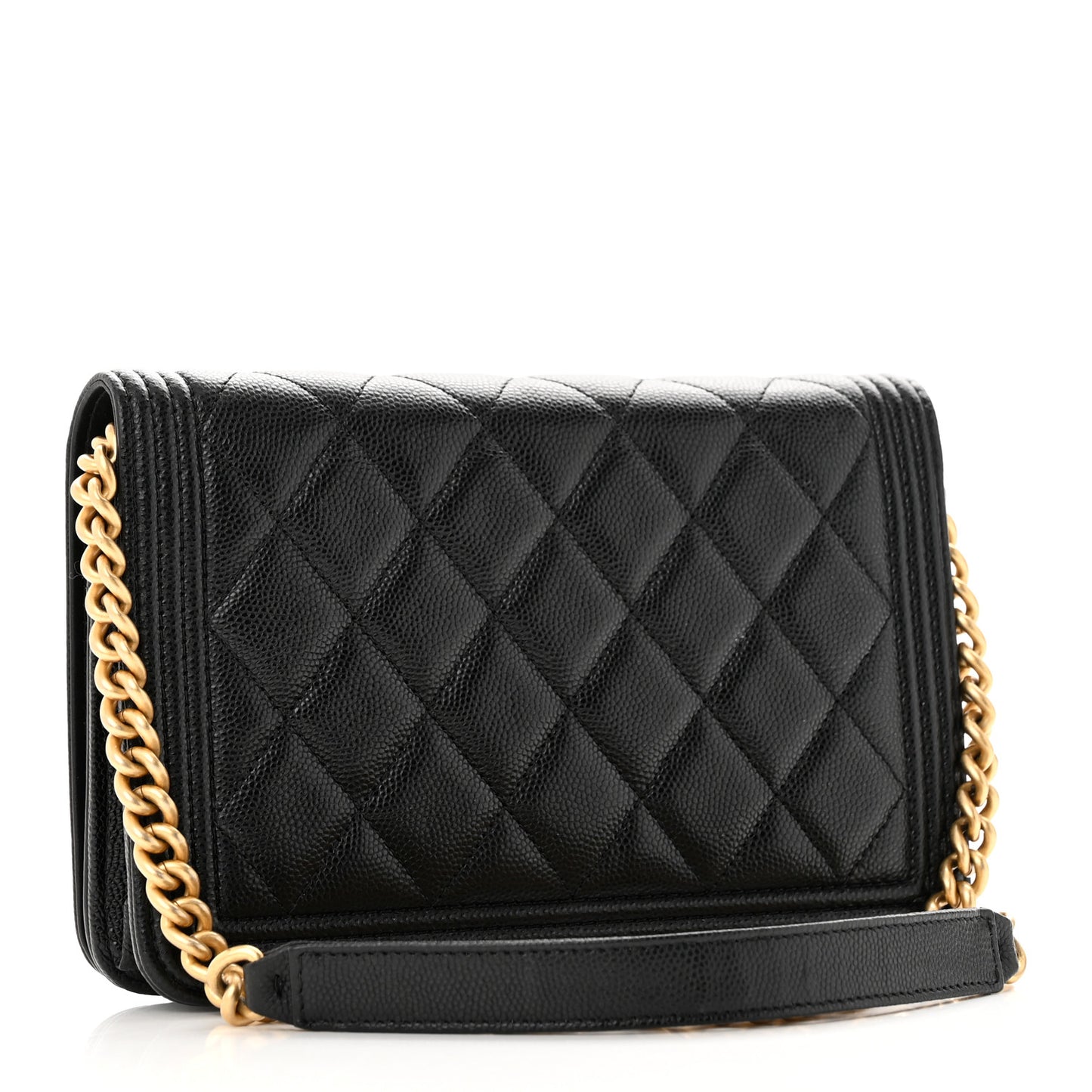 Caviar Quilted Boy Wallet On Chain WOC Black