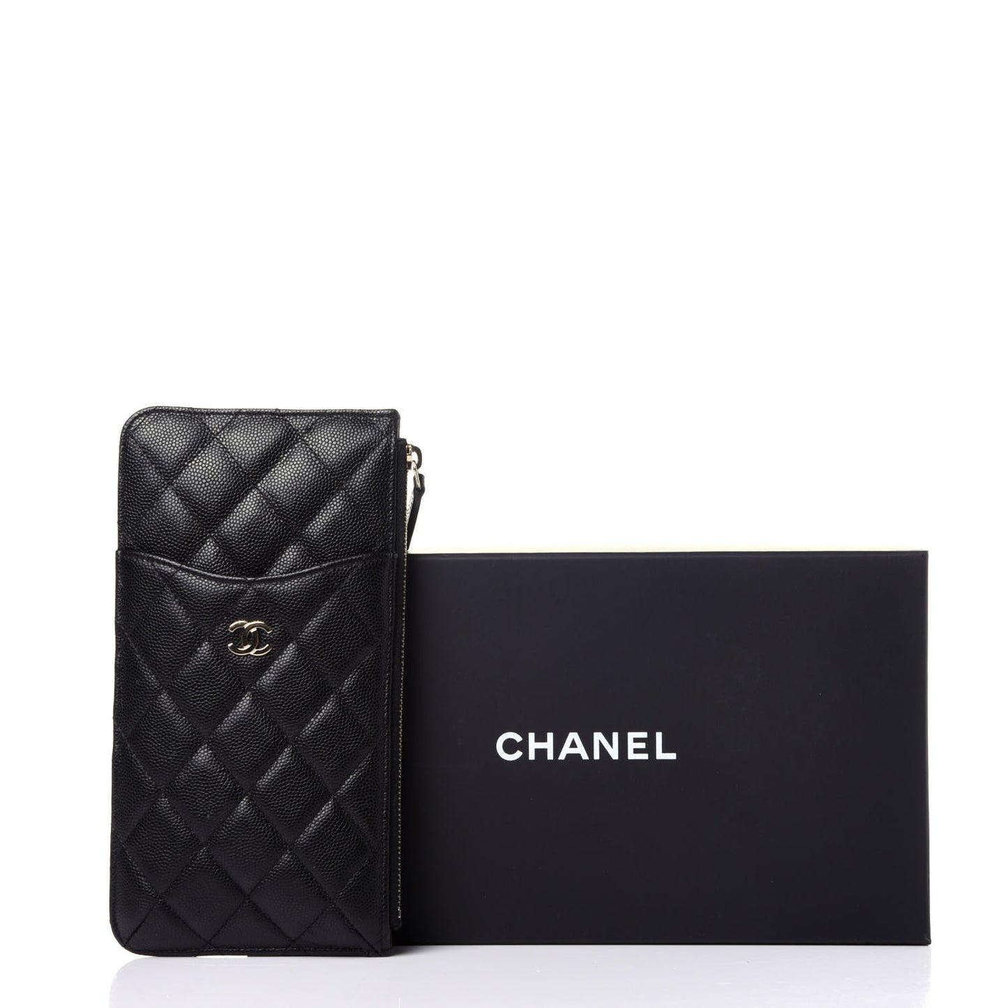Caviar Quilted Classic Flat Wallet Pouch Black