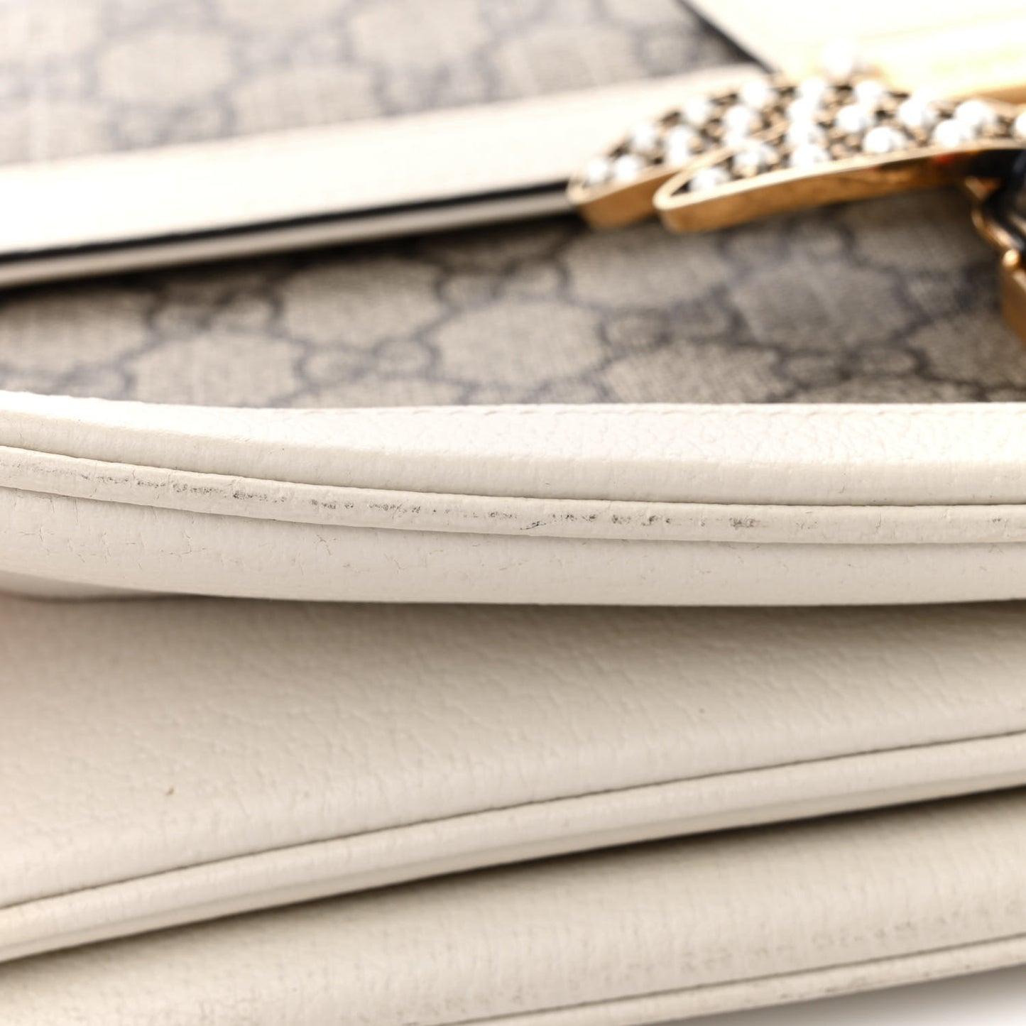 GG Supreme Monogram Medium Queen Margaret Shoulder Bag Mystic White