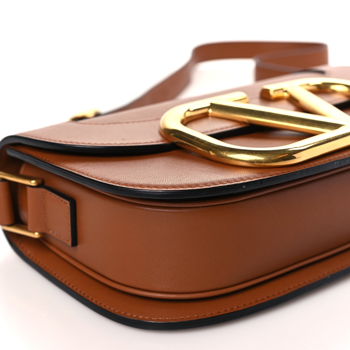 Smooth Calfskin Supervee Shoulder Bag Saddle Brown