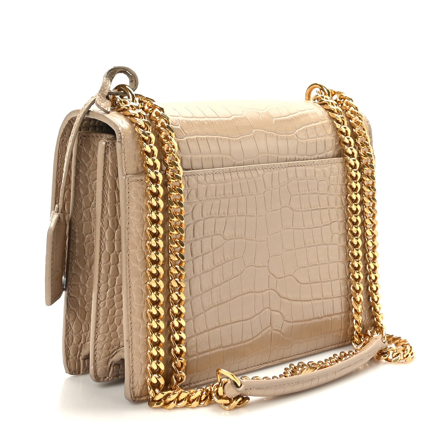 Calfskin Crocodile Embossed Medium Monogram Sunset Dark Beige