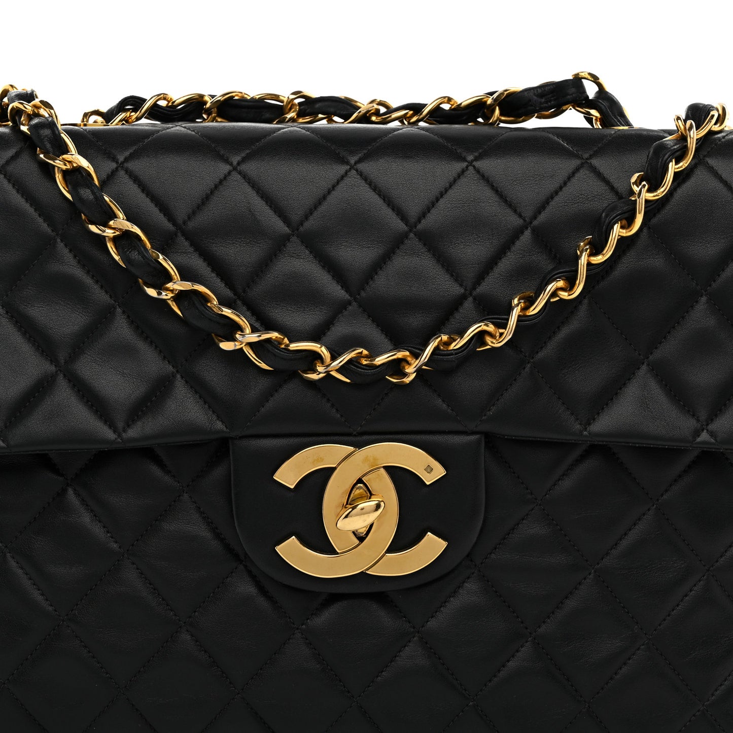 Lambskin Quilted XL Jumbo Single Flap Black