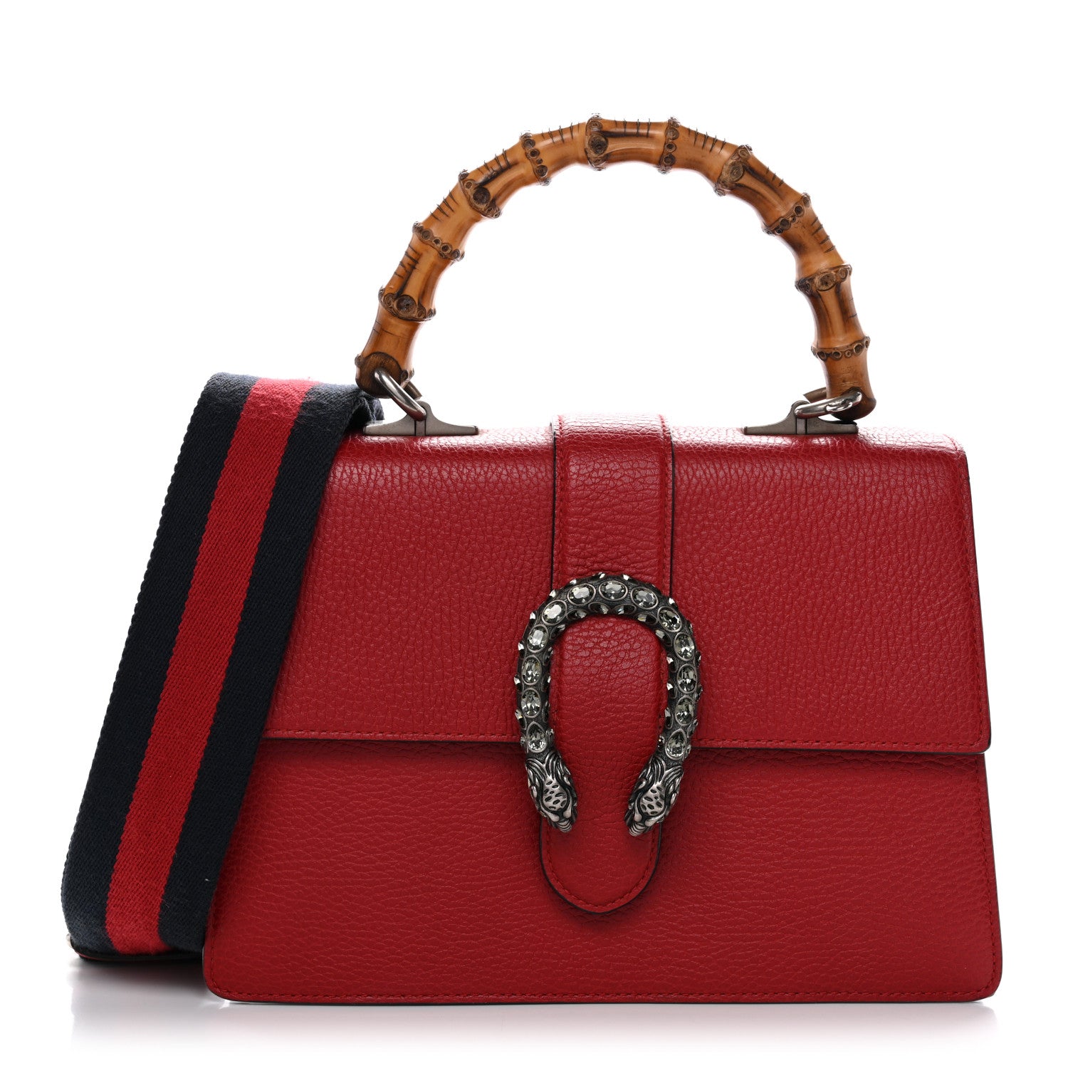 Gucci Dollar Calfskin Crystal Web Medium Dionysus Bamboo Top
