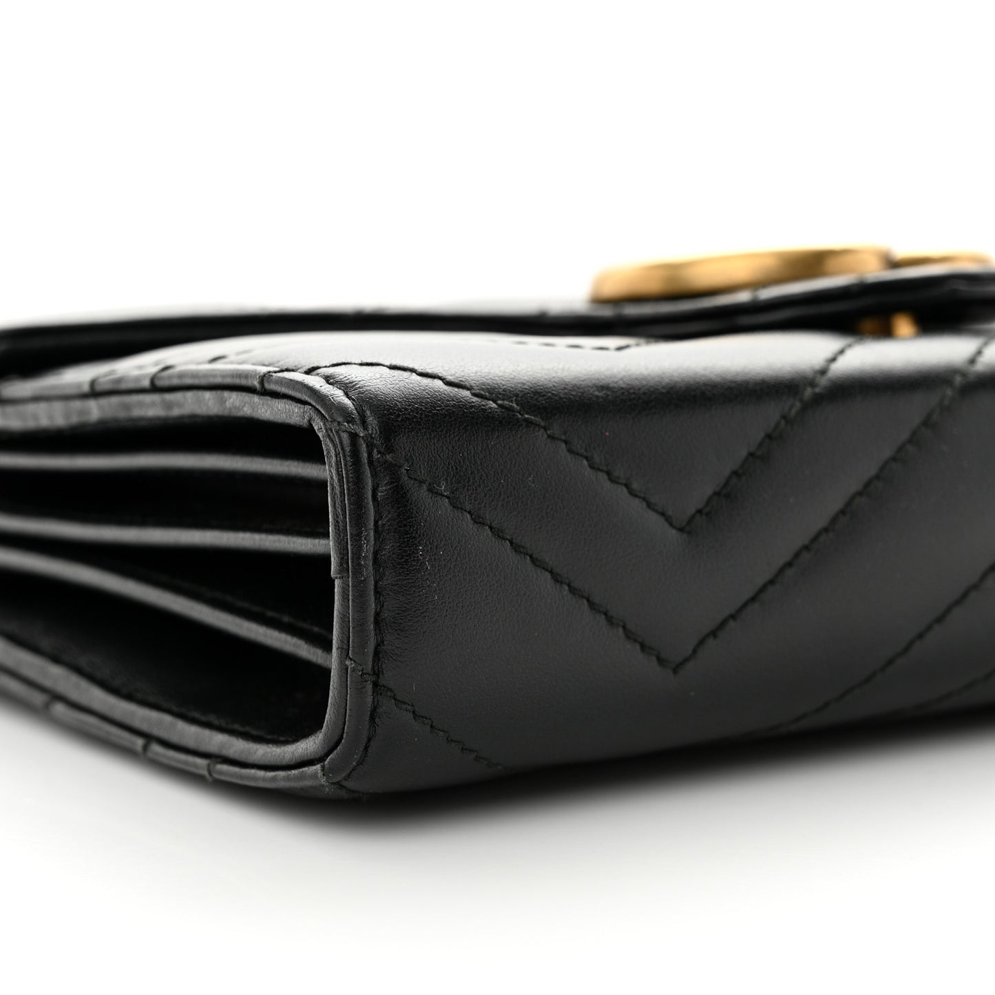 Calfskin Matelasse GG Marmont Chain Wallet Black