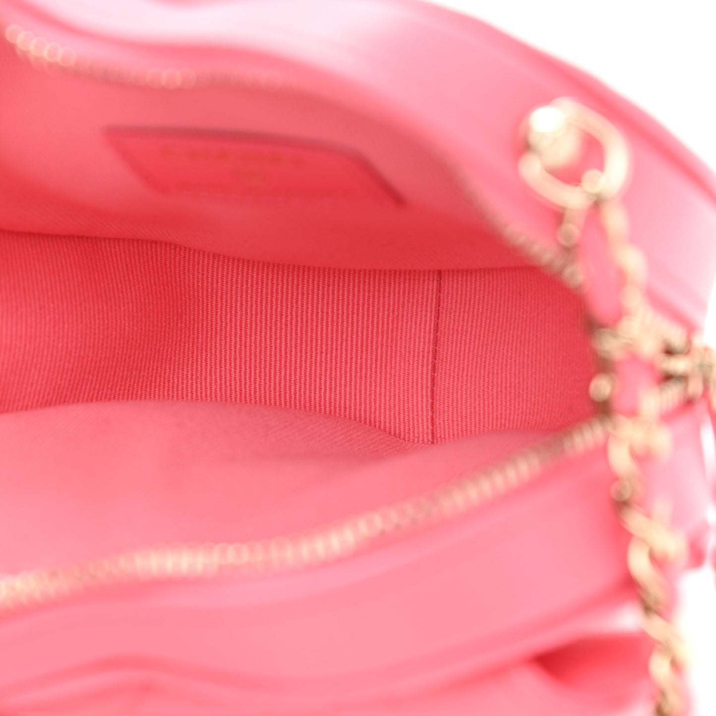 Lambskin Quilted CC In Love Heart Clutch With Chain Pink