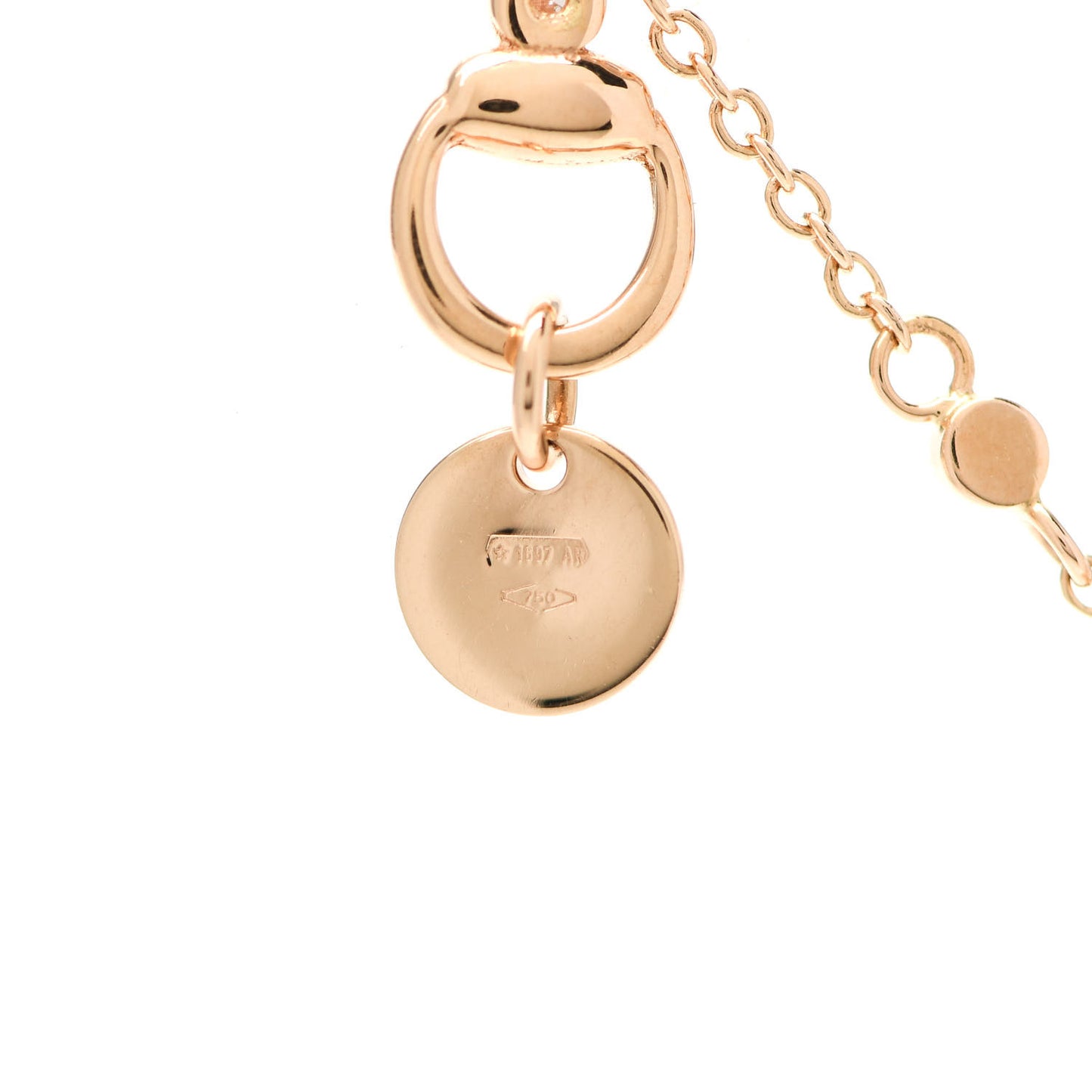18K Rose Gold Diamond Topaz Horsebit Necklace