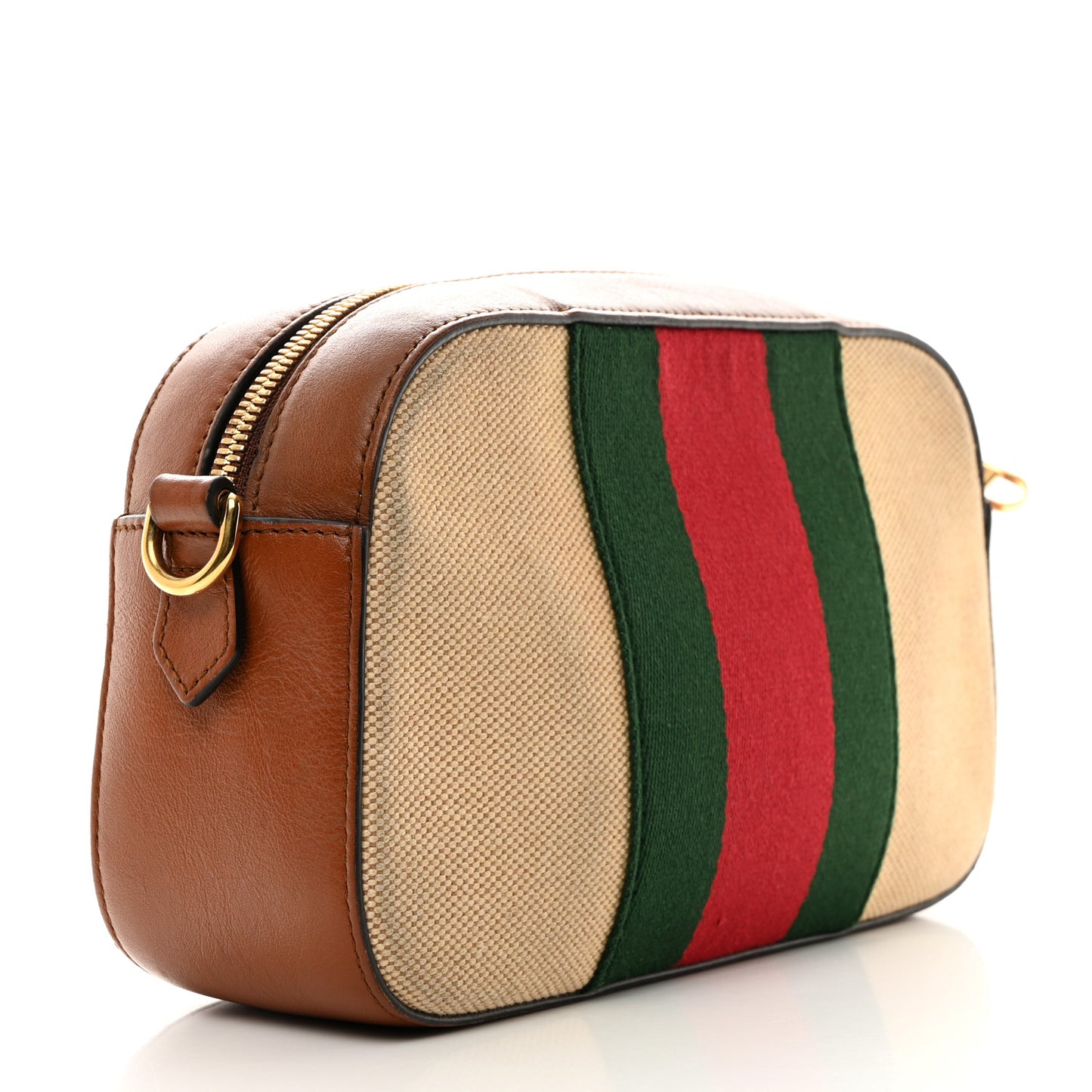 Vintage Canvas Web Shoulder Bag Sand Cuir