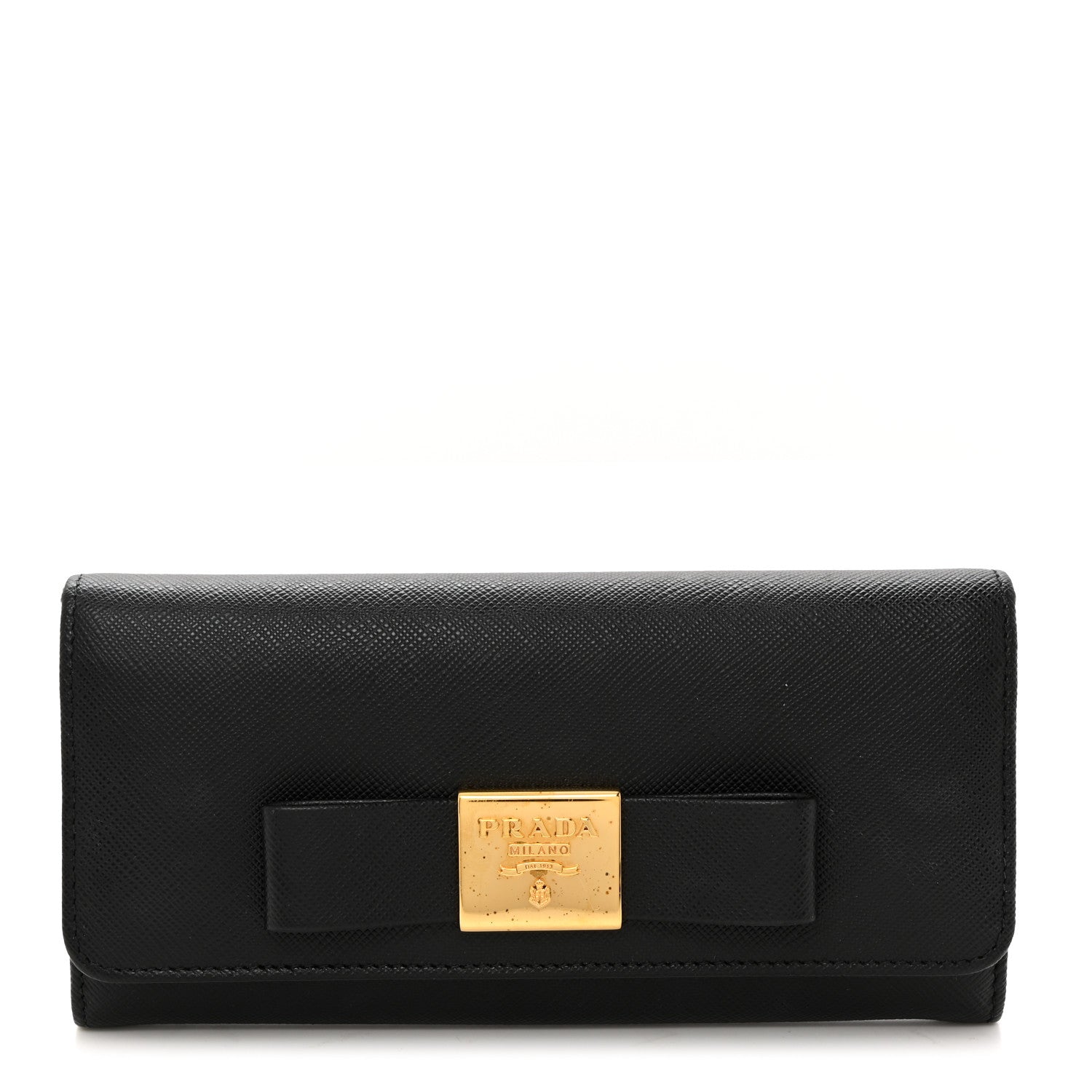 Prada Saffiano Fiocco Bow Continental Wallet Black 1 of 10