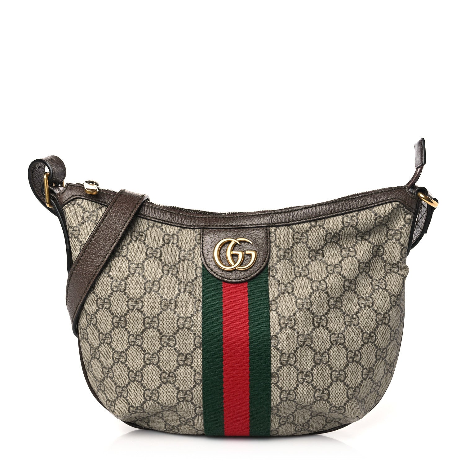 Gucci GG Supreme Monogram Web Small Ophidia Half Moon Hobo Brown 1 of 14