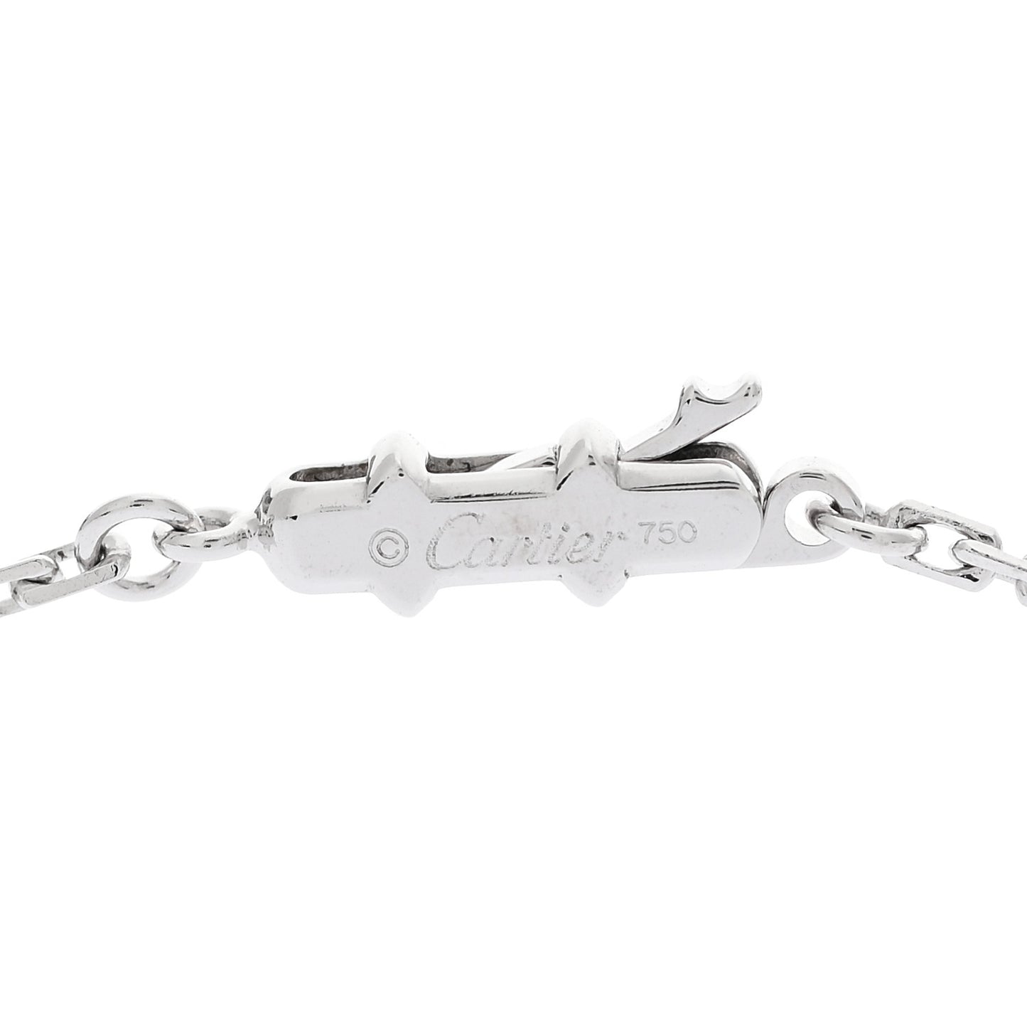 18K White Gold Diamond Double C Cartier Pendant Necklace