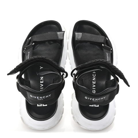 Calfskin Canvas Braided Spectre Sandals 42 Black