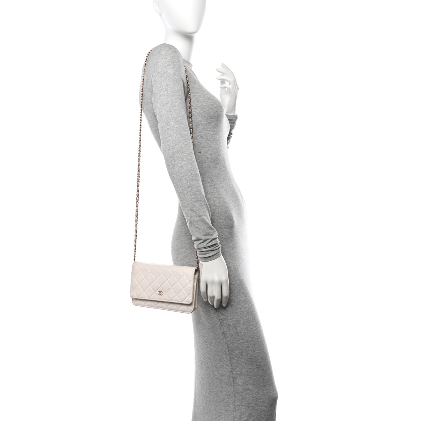 Caviar Quilted Wallet On Chain WOC White