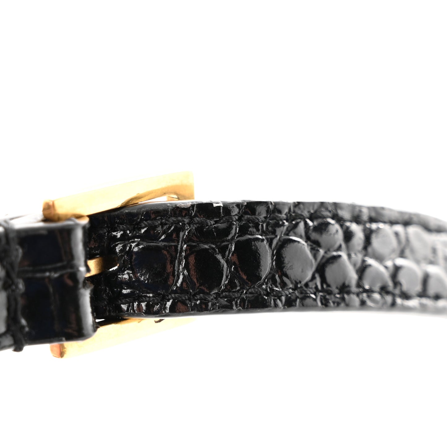 Patent Calfskin Crocodile Embossed Monogram Lou Camera Bag Black