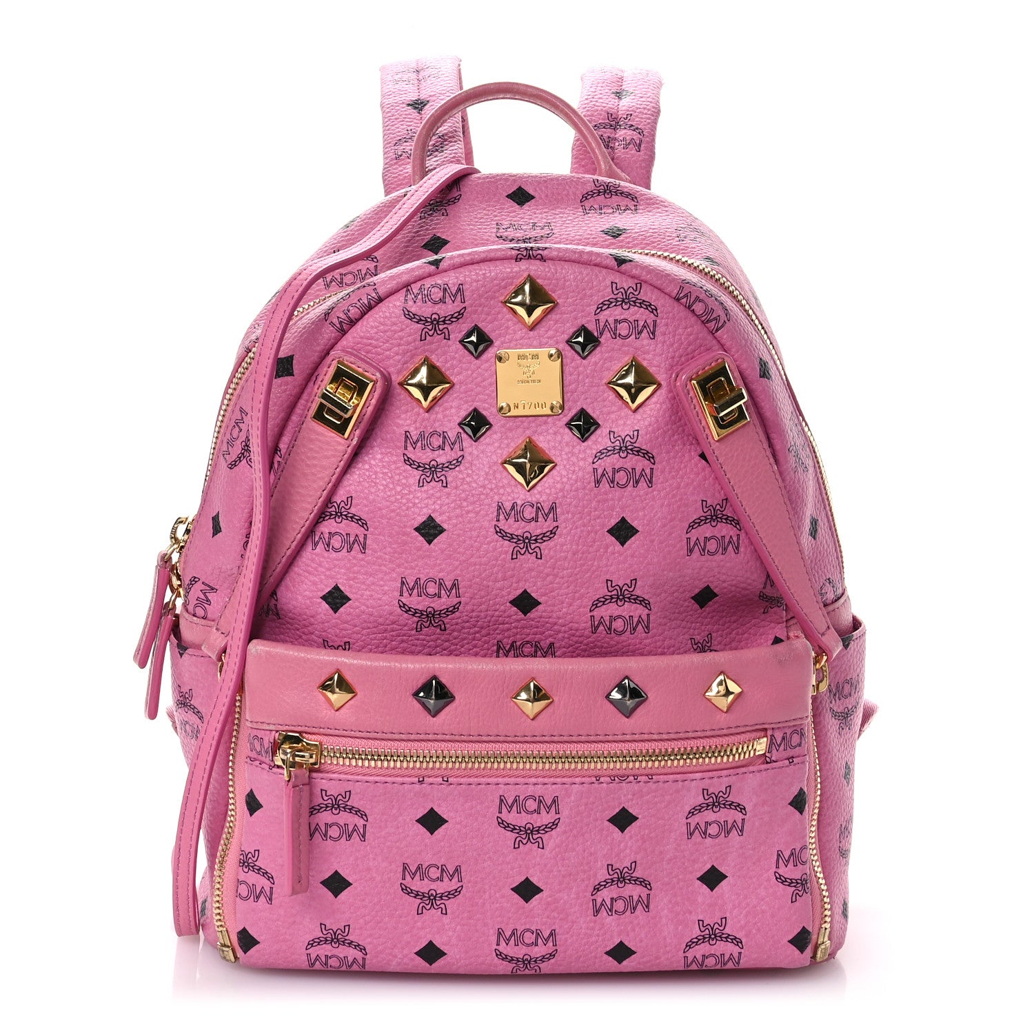 MCM Visetos Studded Small Dual Stark Backpack Pink 1678690  display picture 3