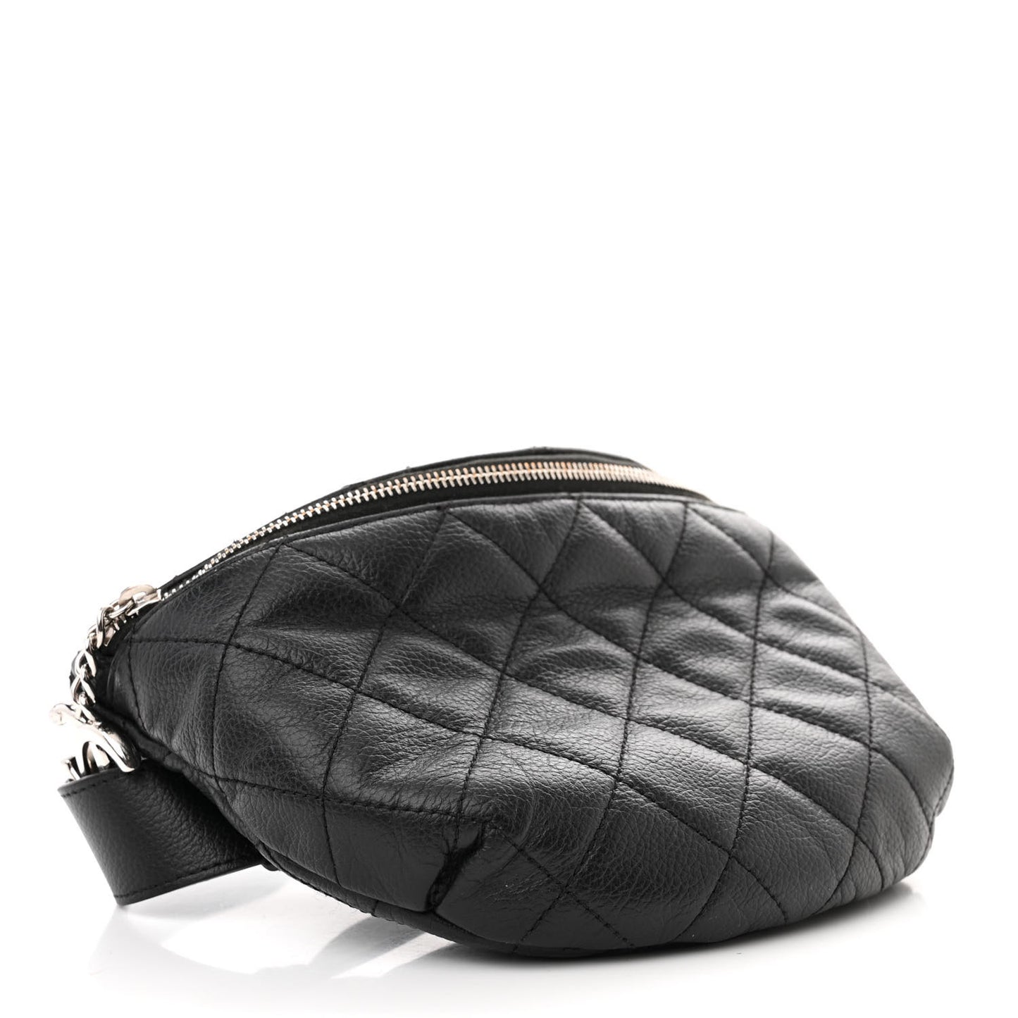 Grained Calfskin Quilted Waist Belt Bag Black