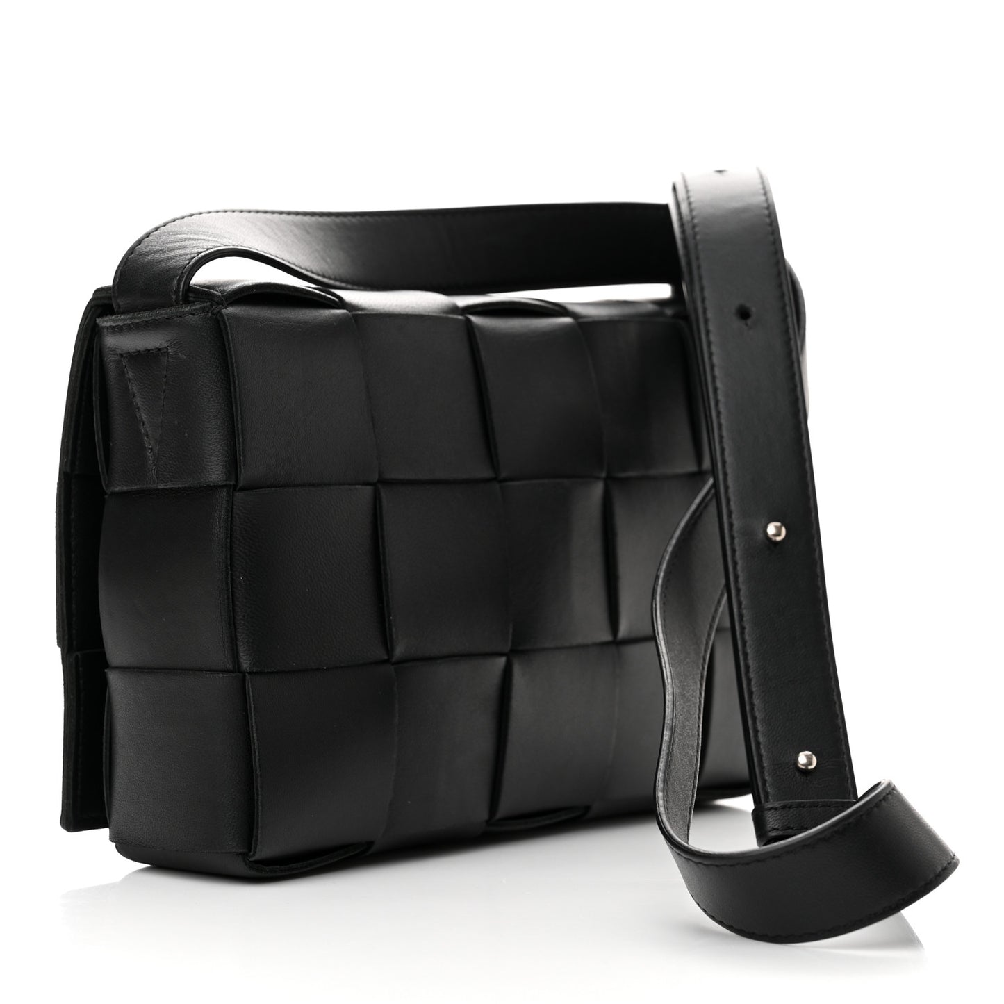 Lambskin Maxi Intrecciato Cassette Crossbody Bag Black