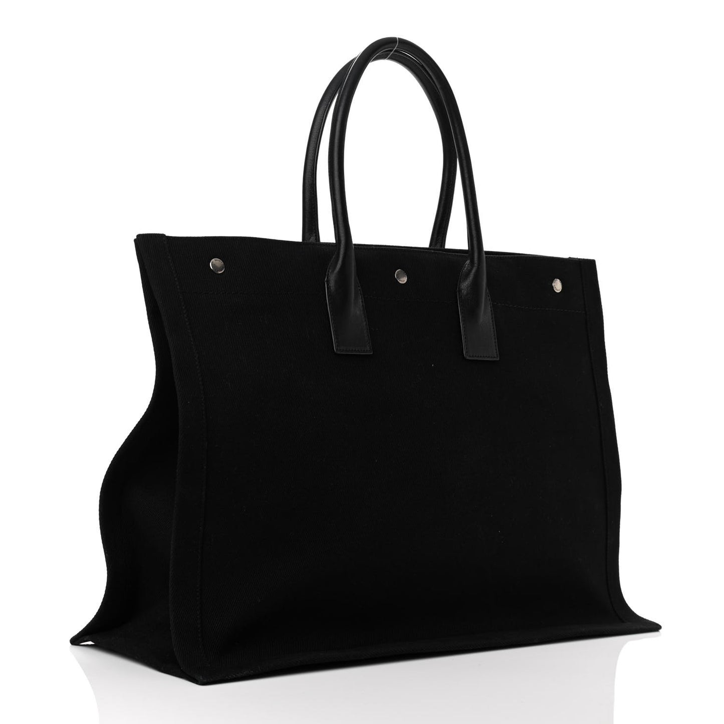 Linen Calfskin Rive Gauche Tote Black
