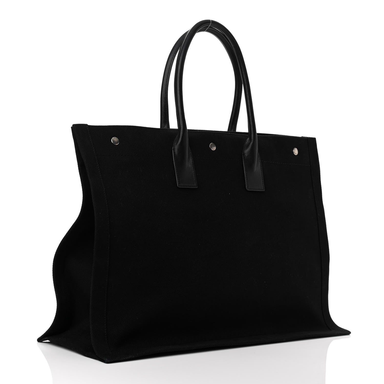 Saint Laurent Linen Calfskin Rive Gauche Tote Black 3 of 9
