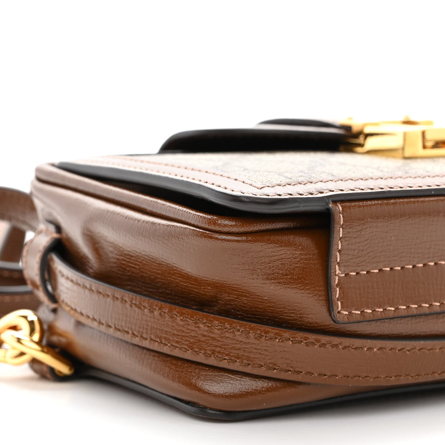 GG Supreme Monogram Mini Clasp Bag Beige Brown