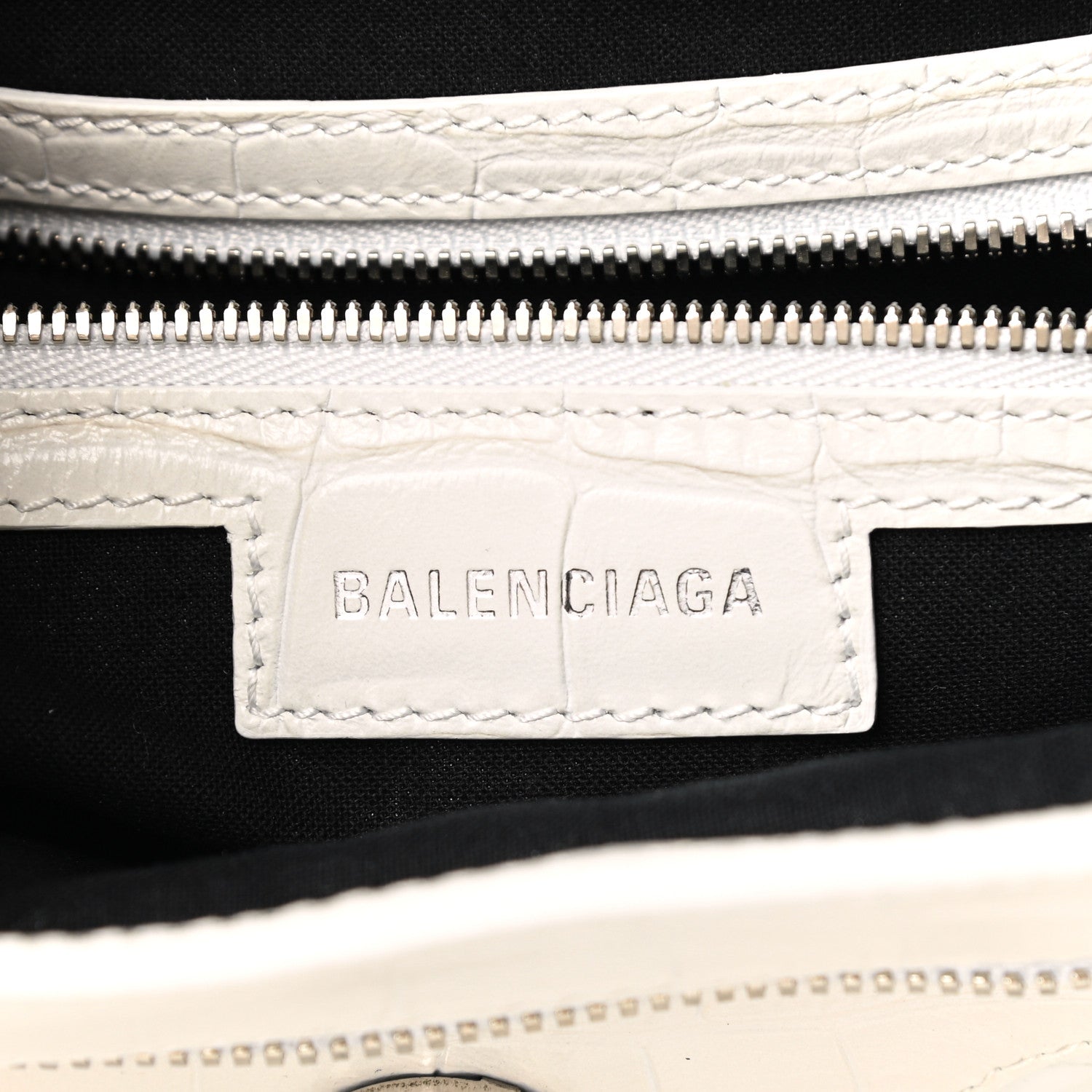 Balenciaga Extra Supple Calfskin Crocodile Embossed Medium Le Cagole Shoulder Bag White 6 of 10