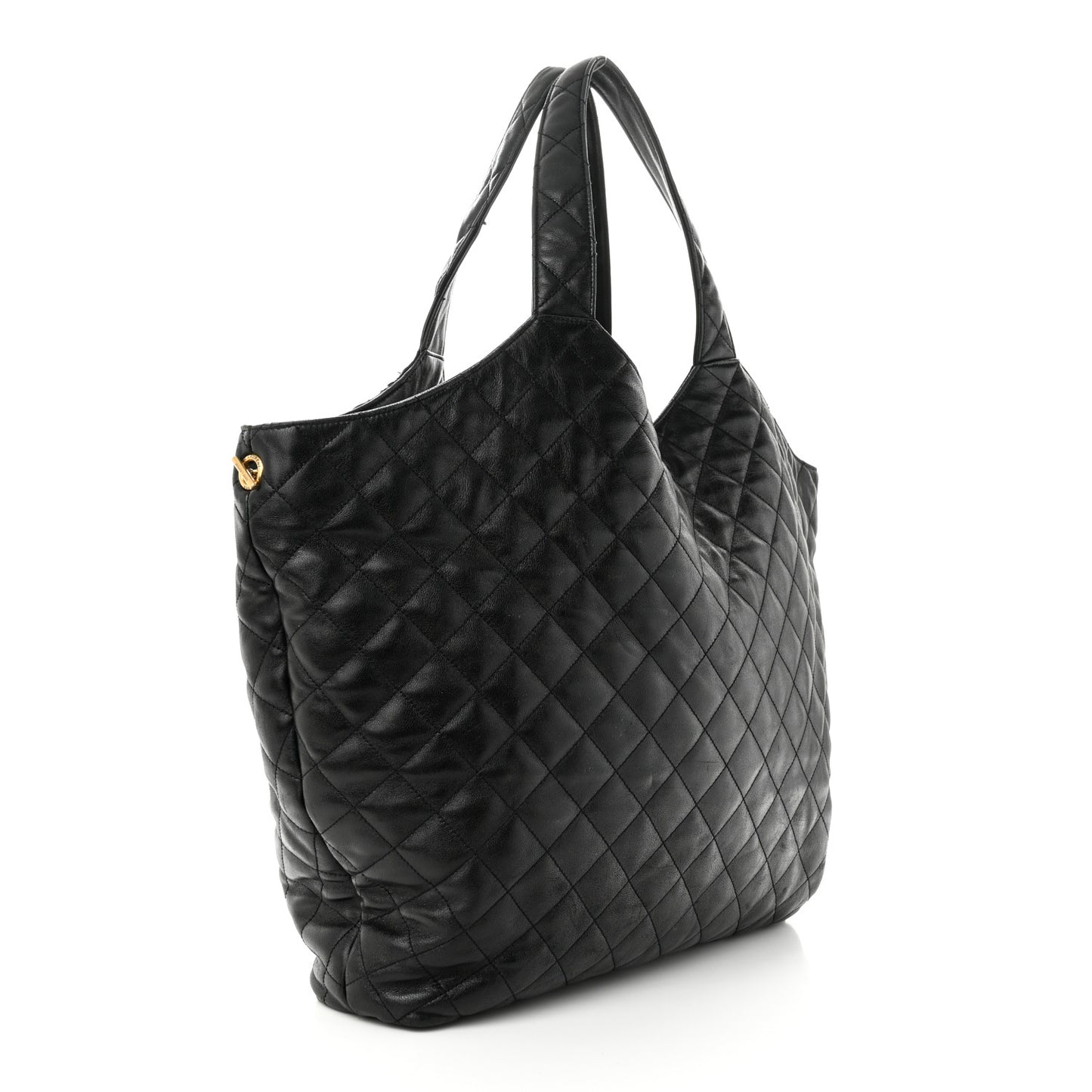 Lambskin Quilted Maxi Icare Shopping Tote Black