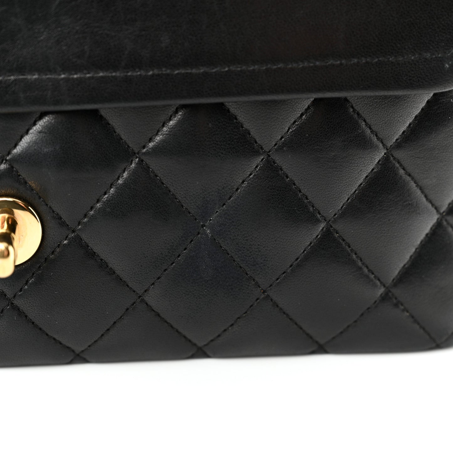 Lambskin Quilted Medium Double Flap Black