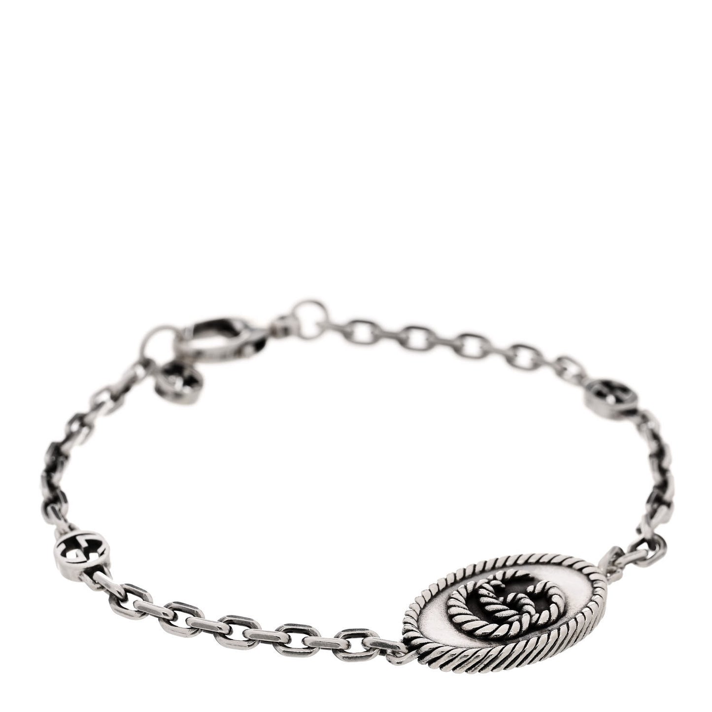 Sterling Silver Torchon Double G Bracelet