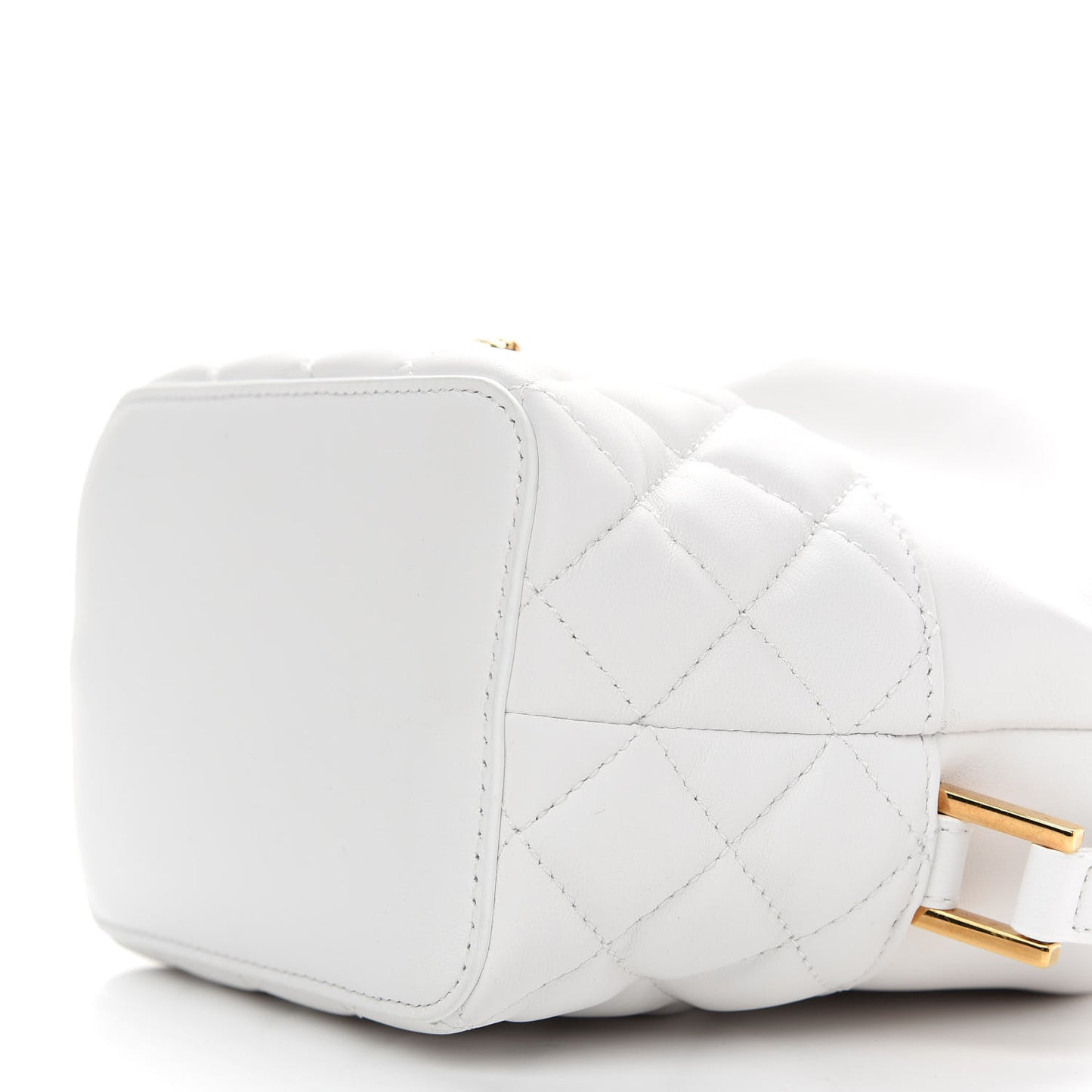 Nappa Quilted Medusa Bucket Bag White