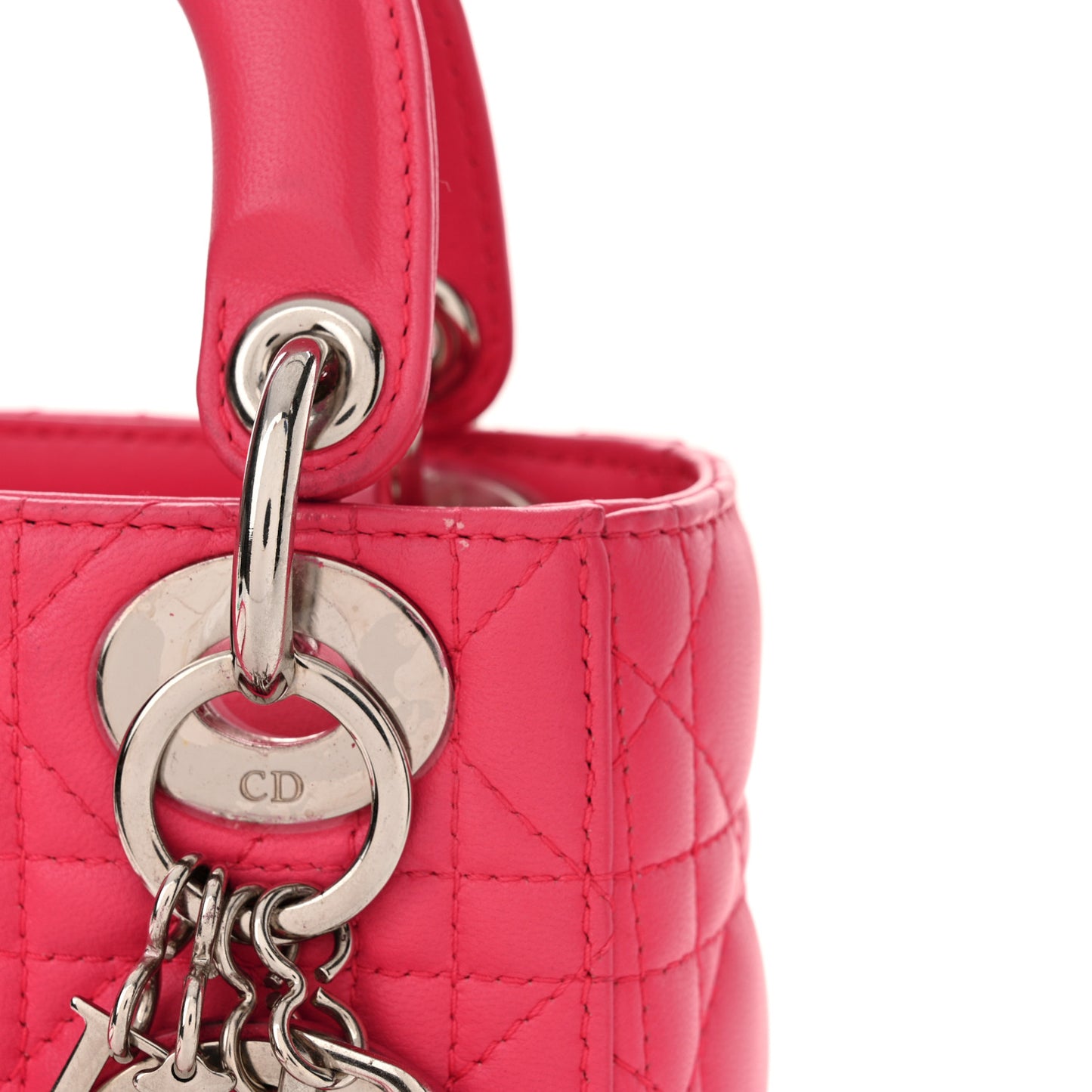 Lambskin Cannage Mini Lady Dior Hot Pink