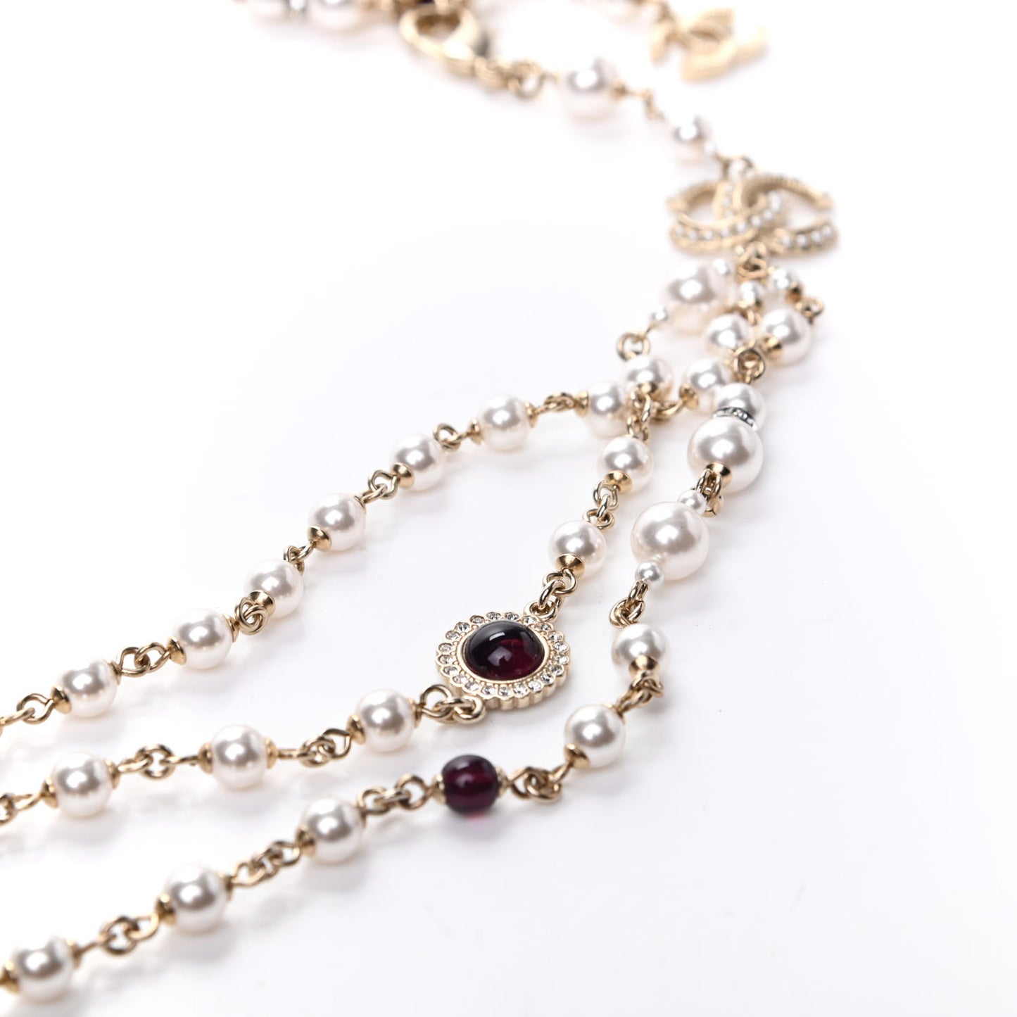 Pearl Crystal Beaded CC Belt Gold Burgundy