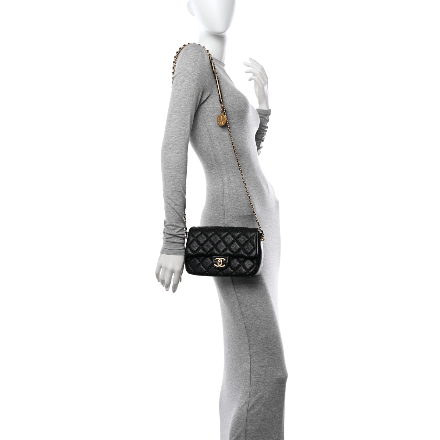 Caviar Quilted Chain Soul Flap Black