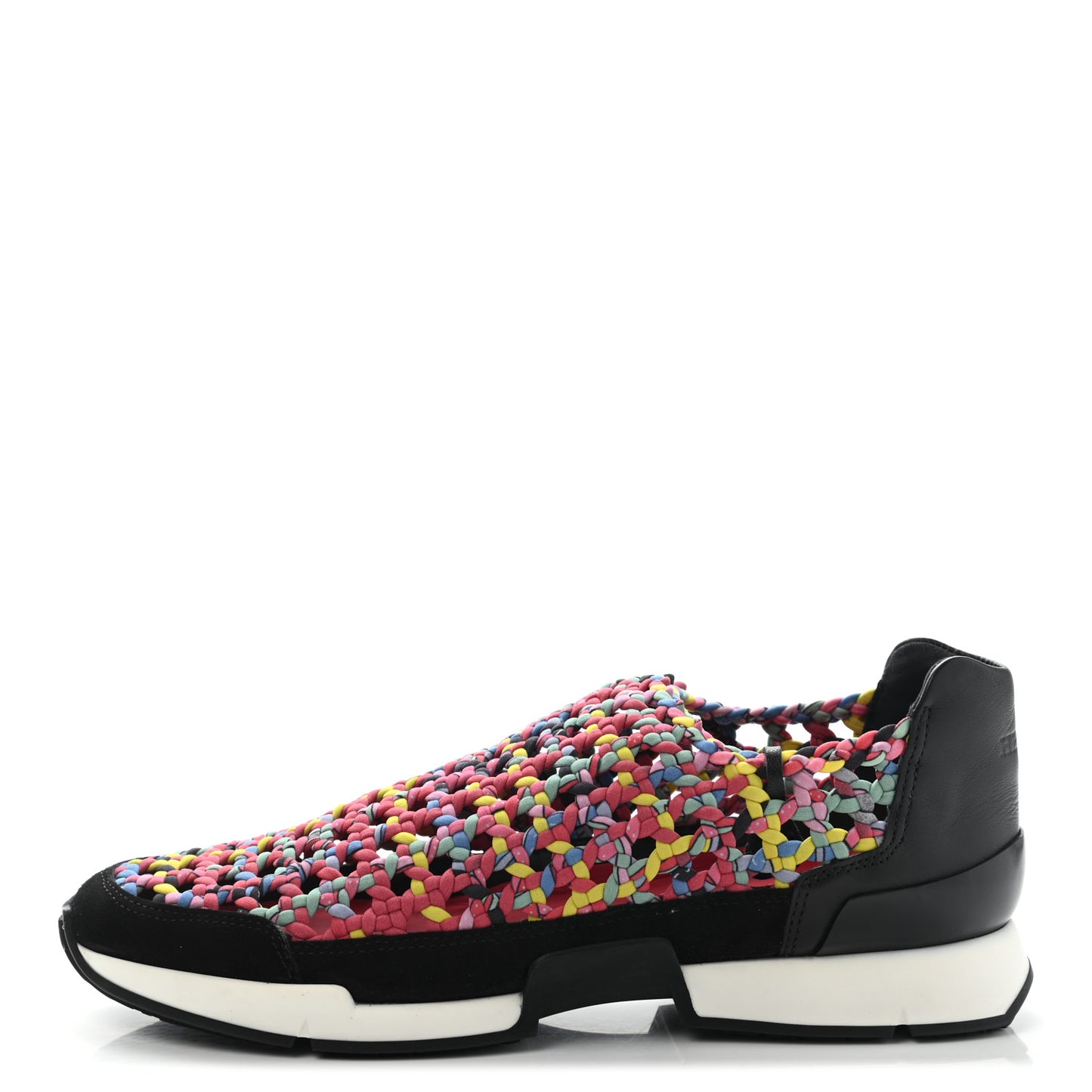 Jersey Braided Velvet Goatskin Womens Rush Festival Sneakers 37.5 Rouge Multicolor
