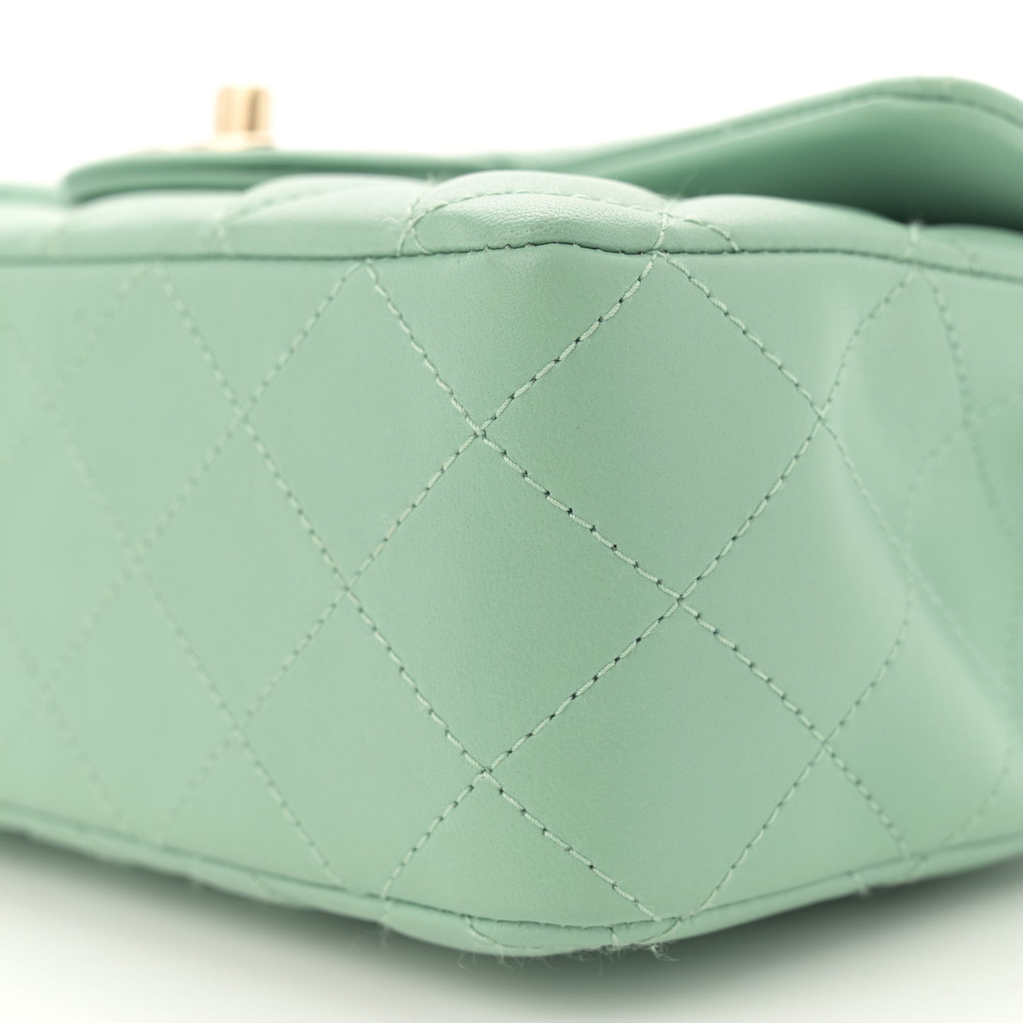Lambskin Quilted Mini Rectangular Flap Light Green