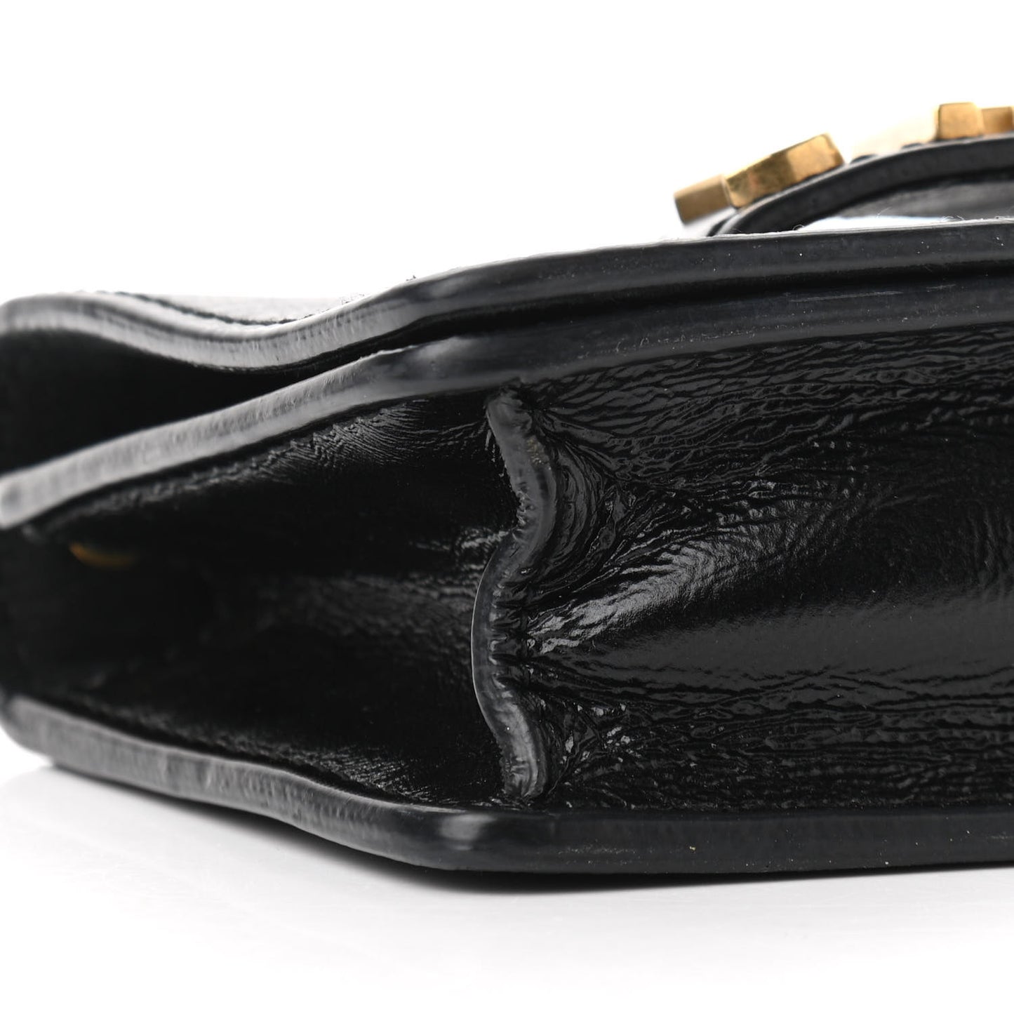 Crinkled Calfskin Mini J'Adior Chain Flap Bag Black