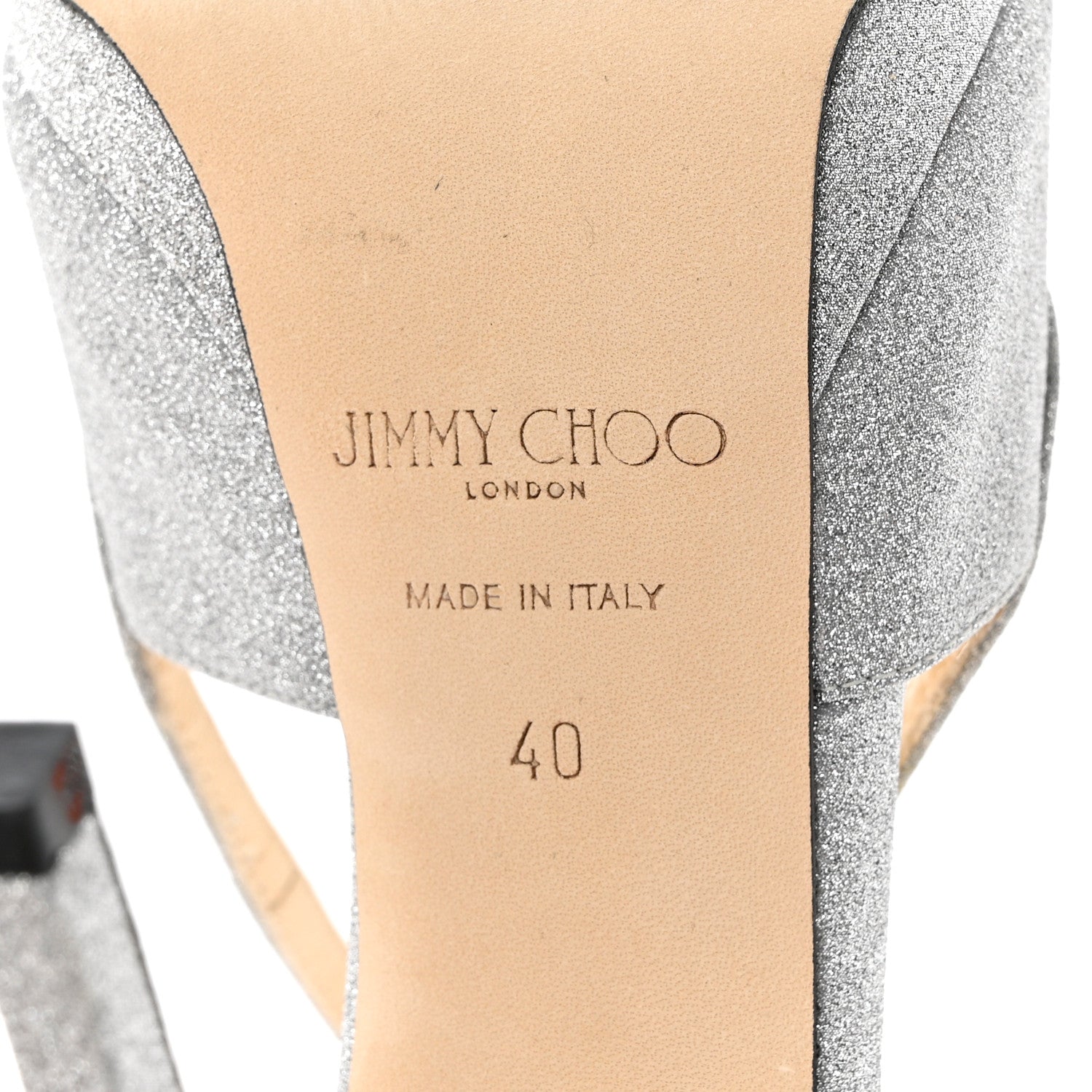 Jimmy Choo Dusty Glitter Strap Sandals 40 Platinum Ice 7 of 7