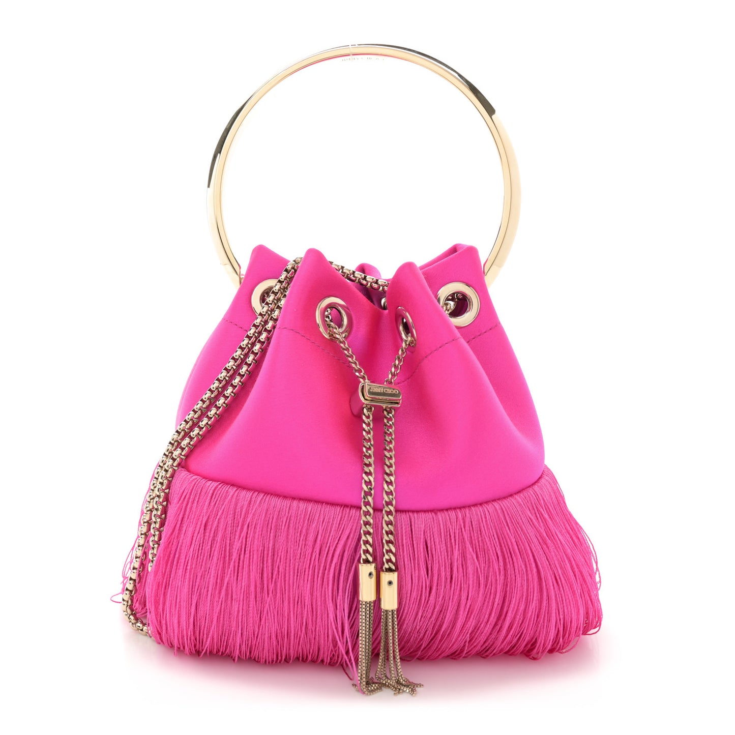 Satin Fringe Bon Bon Bag Fuchsia