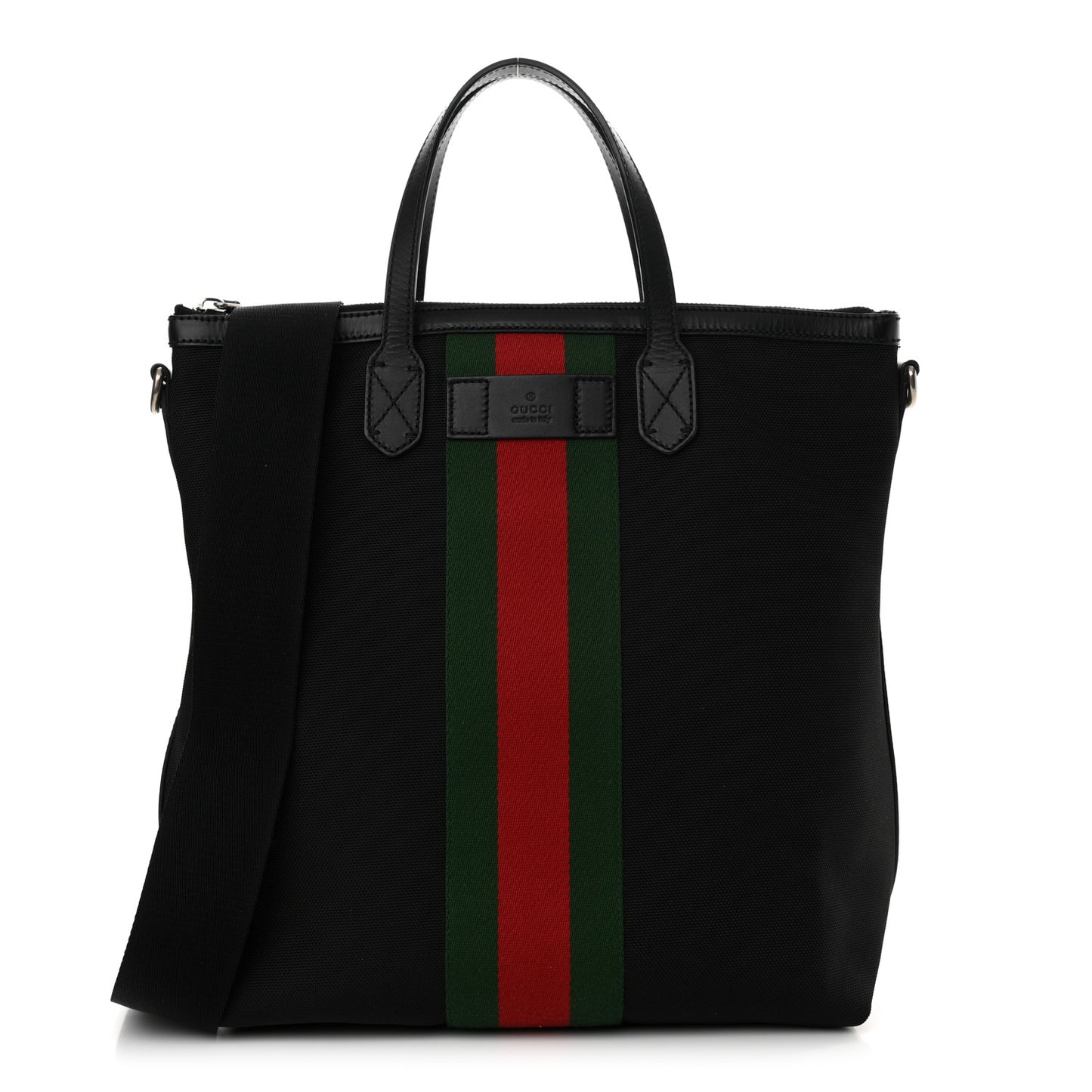 Techno Canvas Web Vertical Tote Black