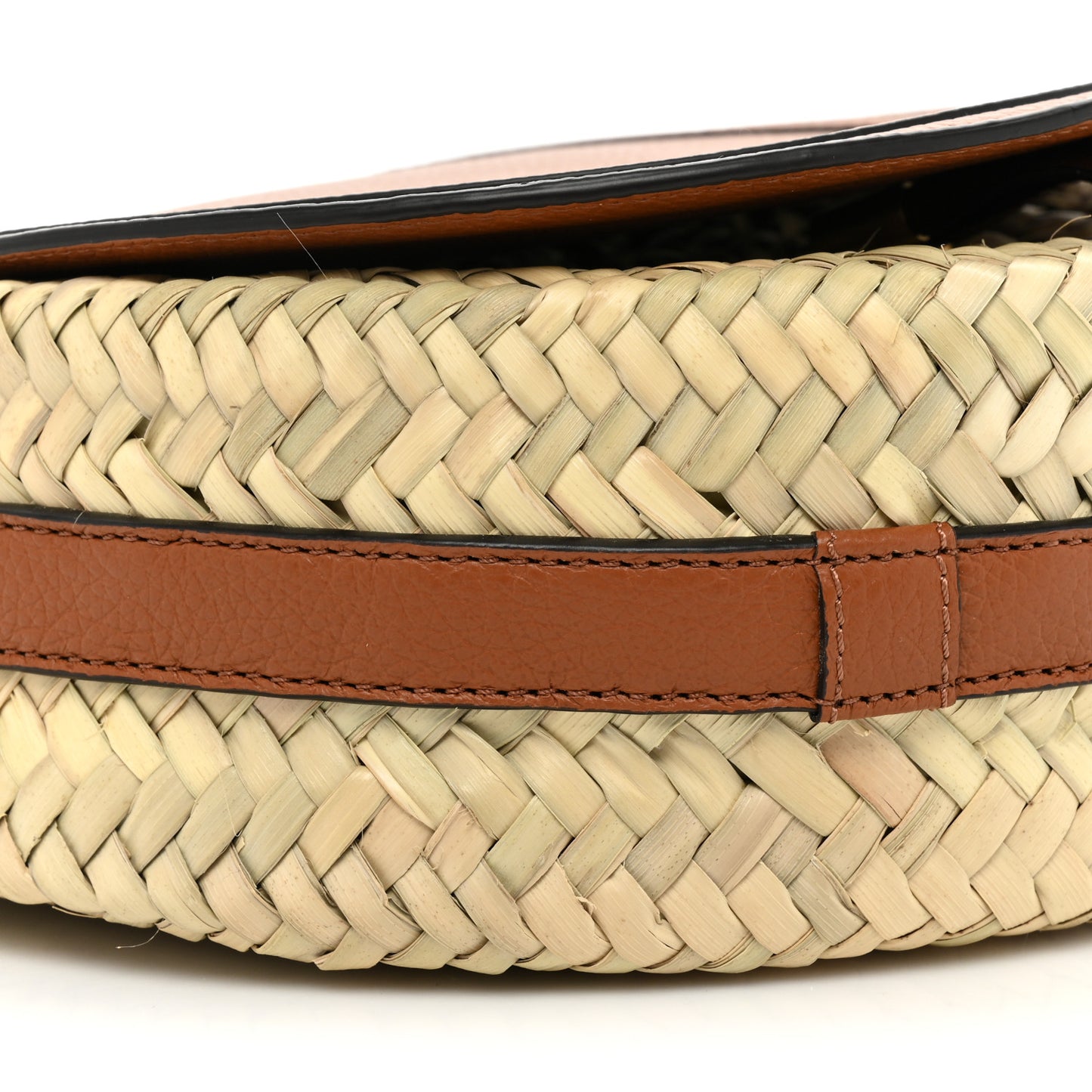 Raffia Small Grain Calfskin Small Marcie Basket Crossbody Tan
